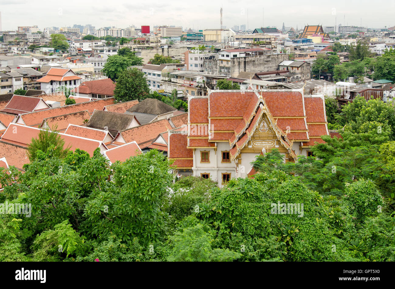 Bangkok (Thailandia) skyline vista dal Golden Mount Foto Stock