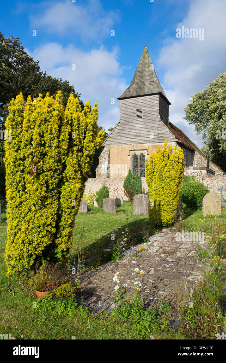 Santa Maria e la chiesa di San Pietro si trova nel villaggio di Wilmington, East Sussex, Inghilterra. Foto Stock