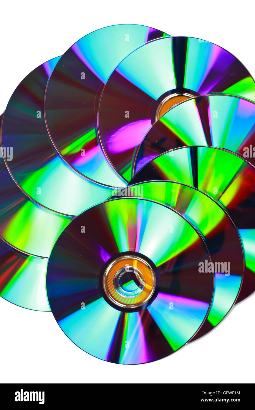 Close up CD texture di sfondo bianco Foto Stock