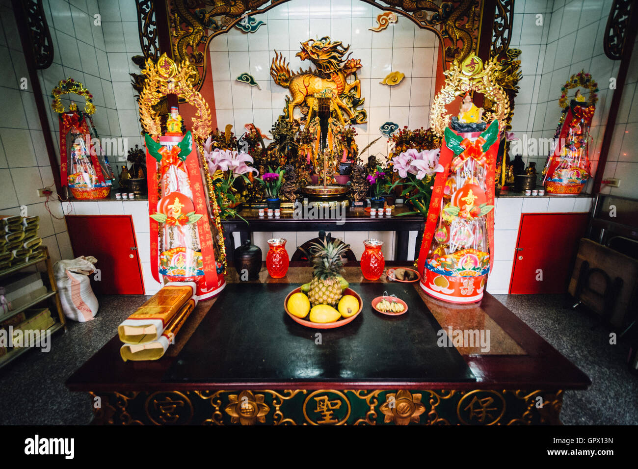 Tempio nel distretto di Datong, Taipei, Taiwan. Foto Stock