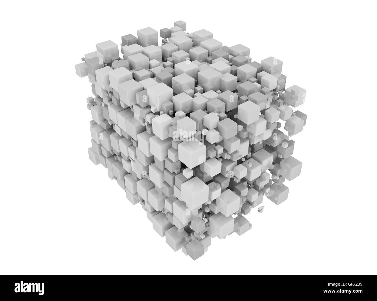 Cubi di bianco 3D. Isolato su sfondo bianco Foto Stock