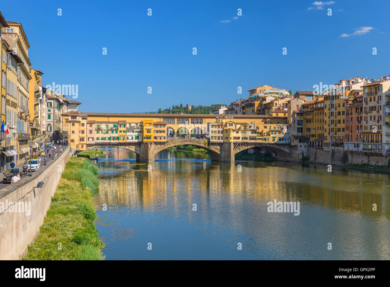 Ponte Vecchio e dello skyline della città, Firenze, Italia Foto Stock