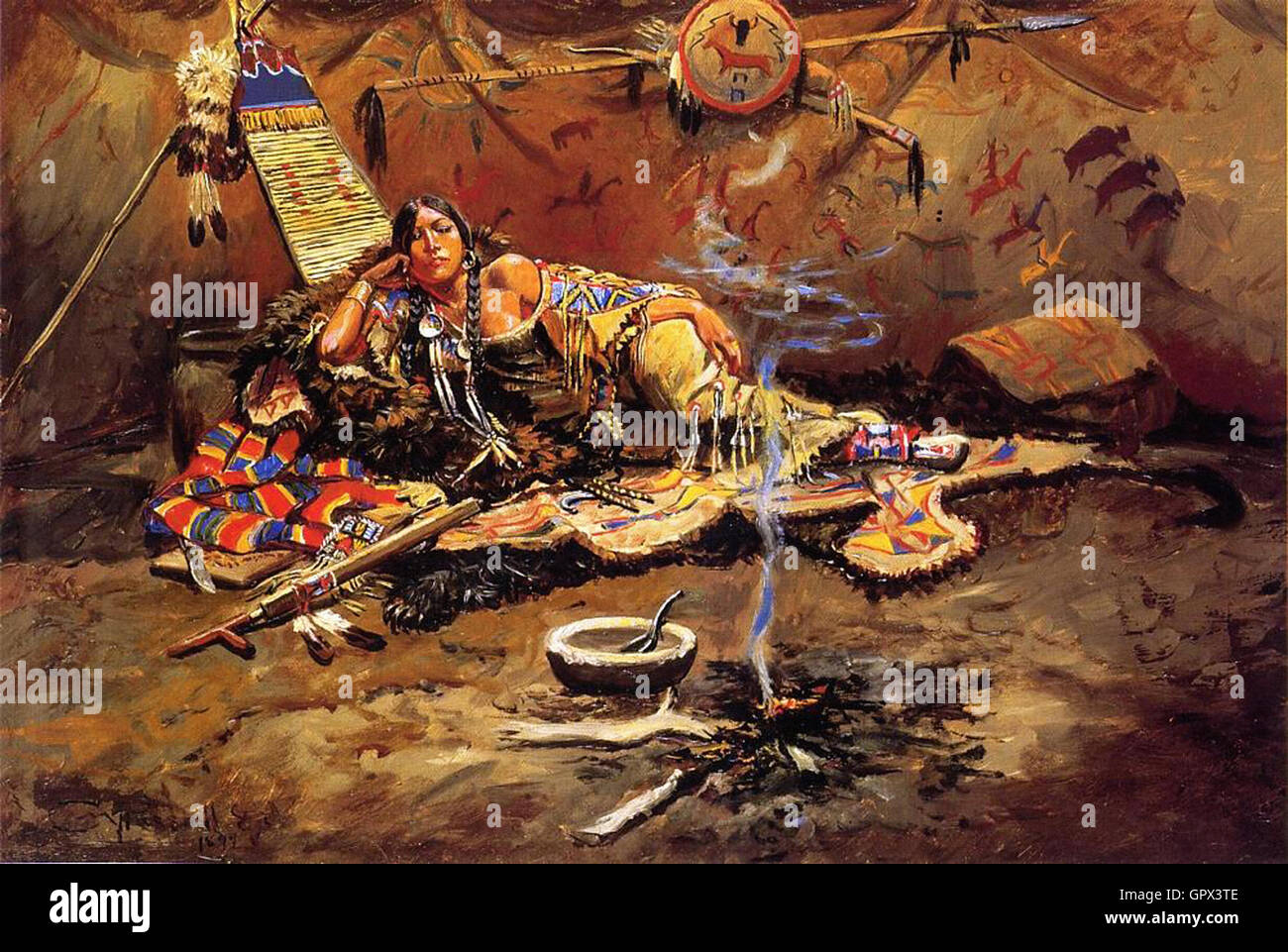 Charles Marion Russell - Attesa e Mad Foto Stock