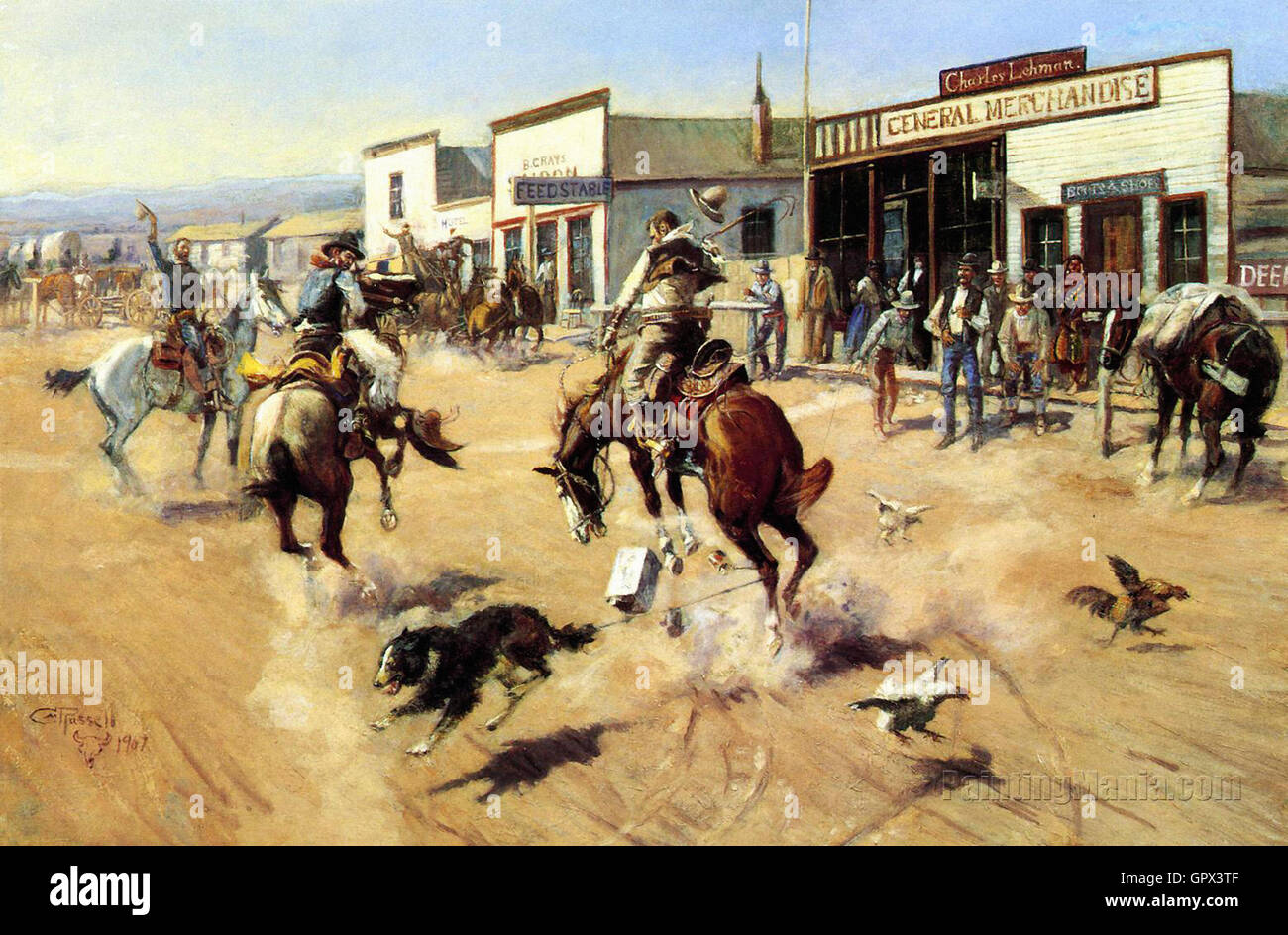 Charles Marion Russell - Una tranquilla giornata In Utica Foto Stock