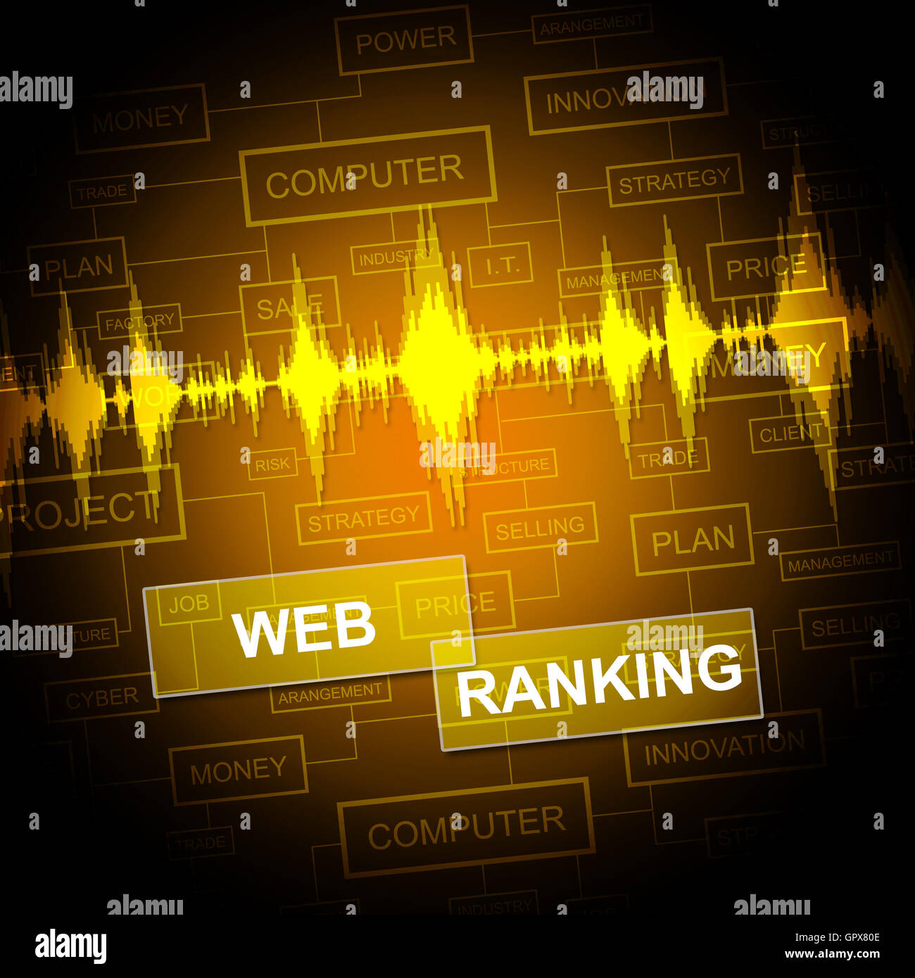 Web Ranking che mostra il motore di ricerca e Online Foto Stock