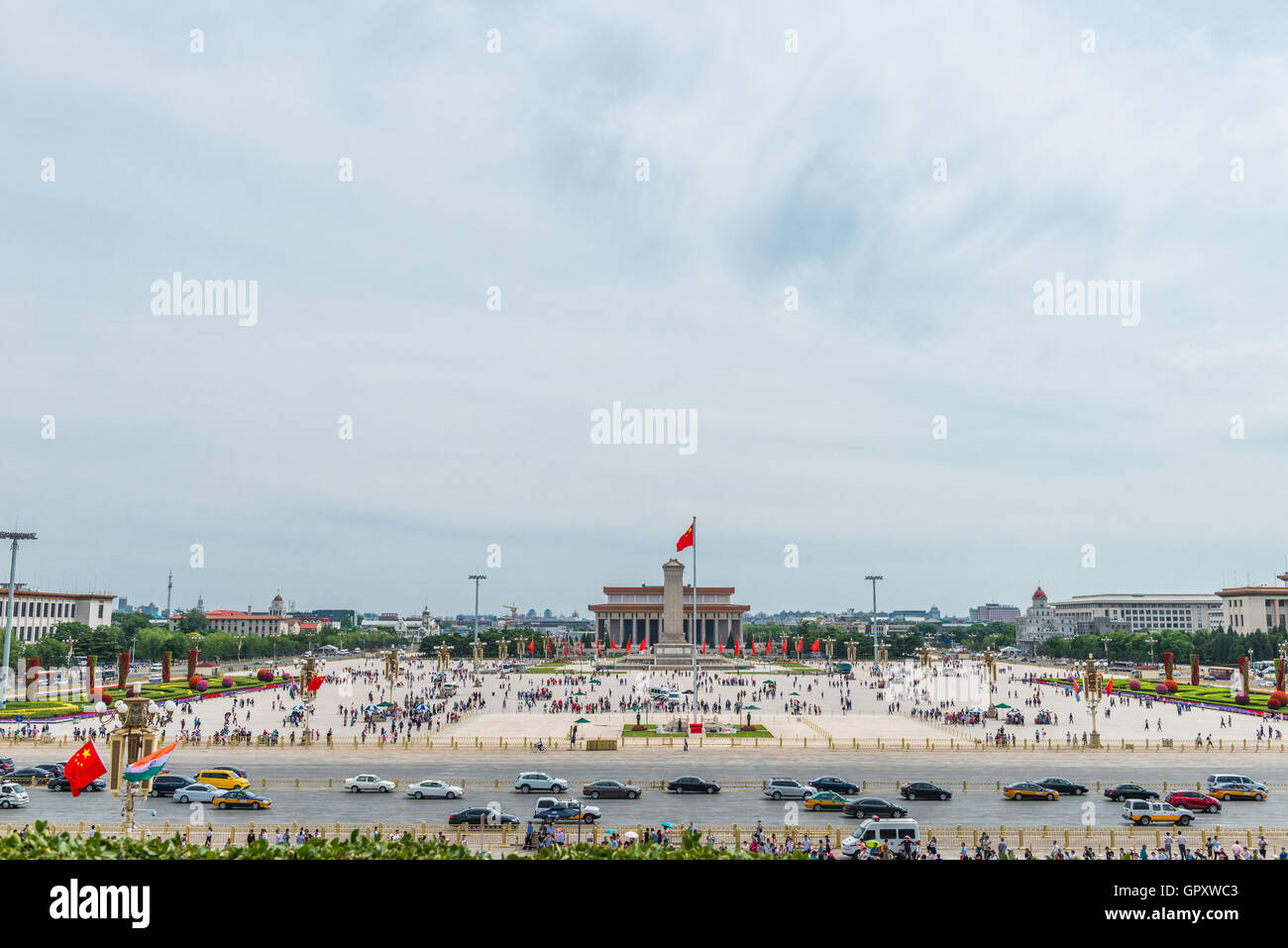 Piazza Tiananmen, uno dei più grandi del mondo City Square, la Cina la posizione del punto di riferimento, la Porta della Pace Celeste a Beijing in Cina Foto Stock