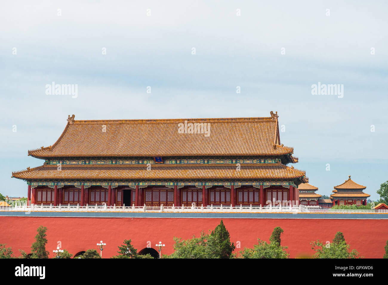 Palazzi, pagode all'interno del territorio della Città Proibita Museum di Pechino nel cuore della city in Cina. Foto Stock