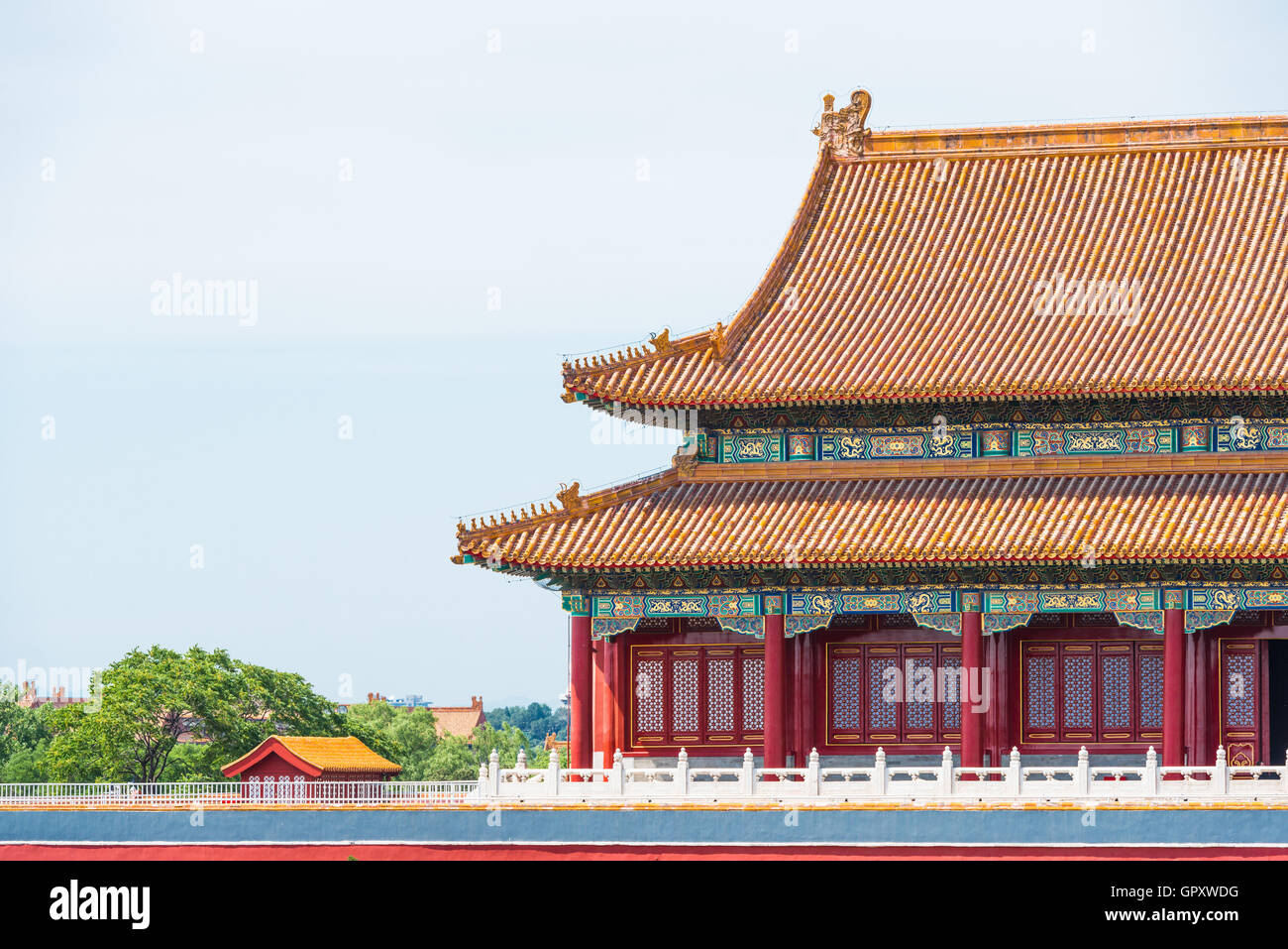 Palazzi, pagode all'interno del territorio della Città Proibita Museum di Pechino nel cuore della city in Cina. Foto Stock