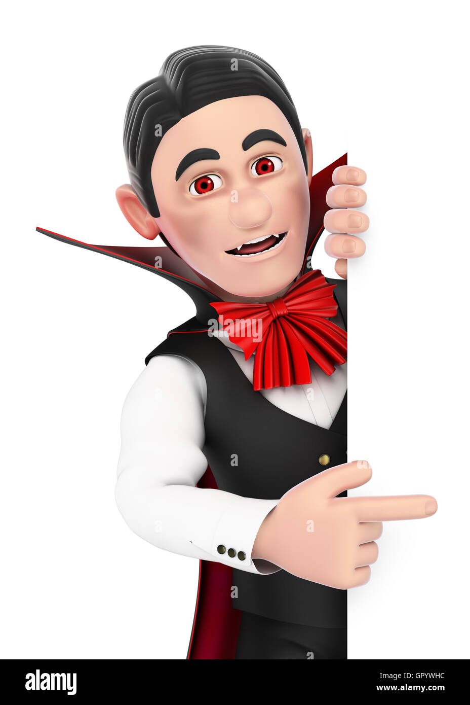 3d persone halloween illustrazione. funny monster. vampire rivolto da parte. spazio vuoto isolati a sfondo bianco. Foto Stock