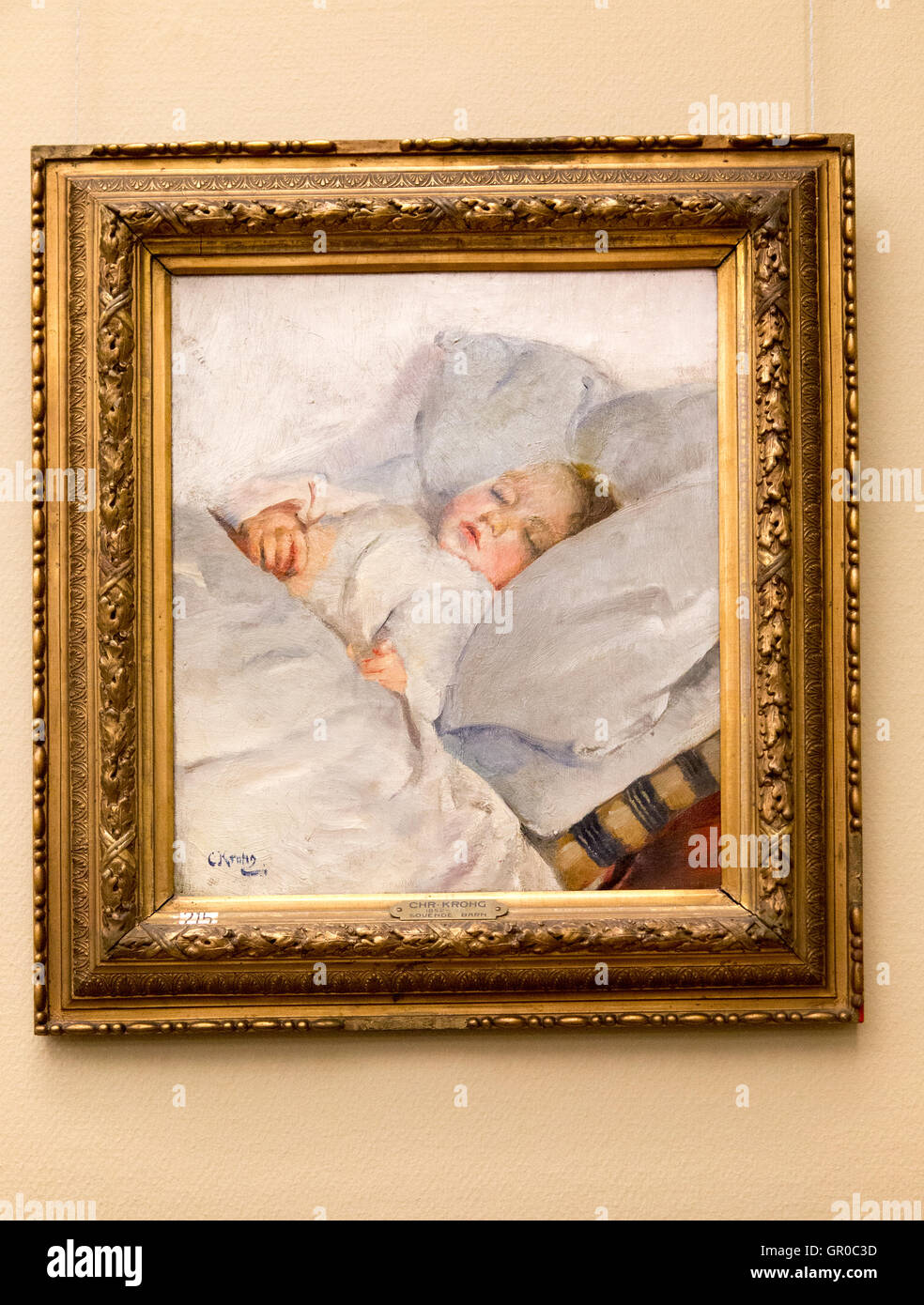 Bambino dormiente' 1882 olio su tela da Christian Krohg 1852-1925, Kode 3  art gallery Bergen, Norvegia Foto stock - Alamy