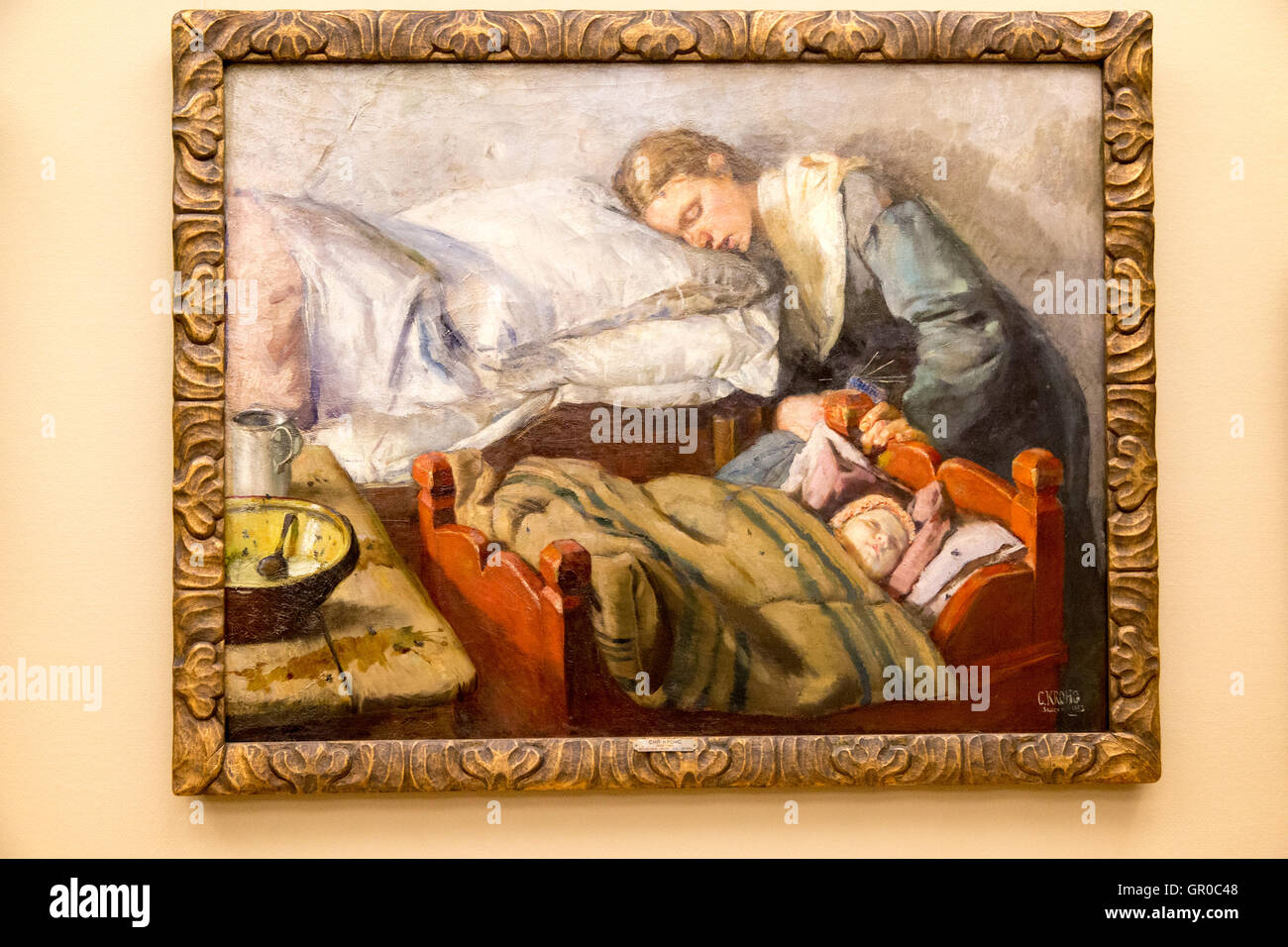 Famiglia dormiente' 1883 olio su tela da Christian Krohg 1852-1925, Kode 3  art gallery Bergen, Norvegia Foto stock - Alamy