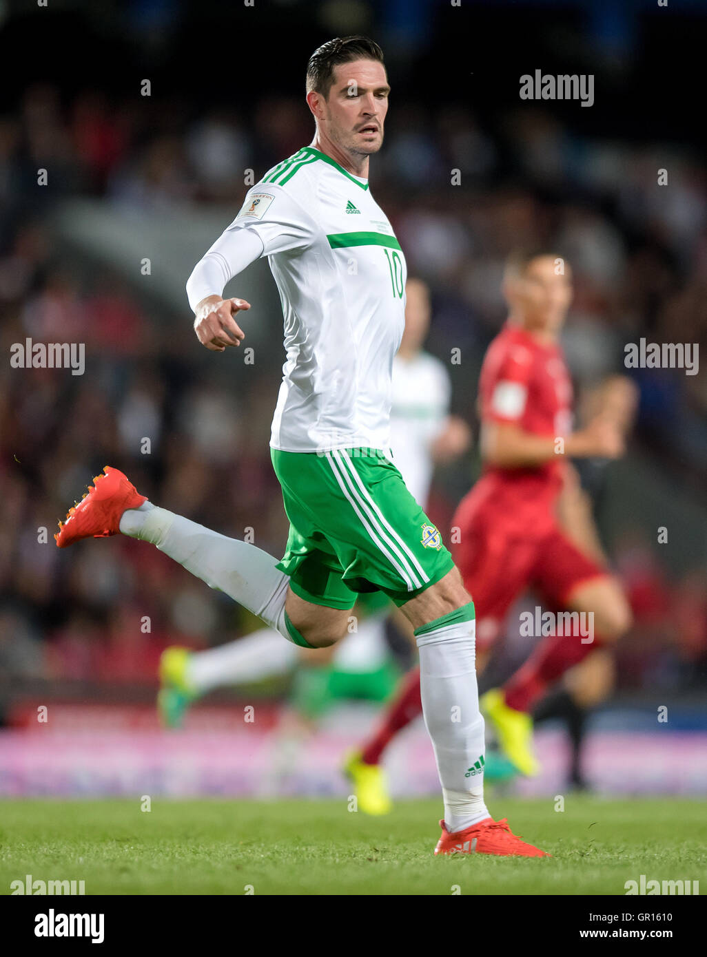 Praga, Repubblica Ceca. 04 Sep, 2016. Kyle Lafferty (Irlanda del Nord) durante la Coppa del Mondo di calcio associati alla promozione europea partita di calcio tra la Repubblica ceca e Irlanda del Nord a Praga Repubblica Ceca, 04 settembre 2016. Foto: Thomas Eisenhuth/dpa - nessun filo SERVICE -/dpa/Alamy Live News Foto Stock