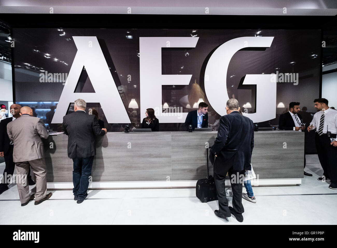 Ingresso ALLA AEG area corporate in corrispondenza di 2016 IFA (Internationale Funkausstellung Berlin), Berlino, Germania Foto Stock