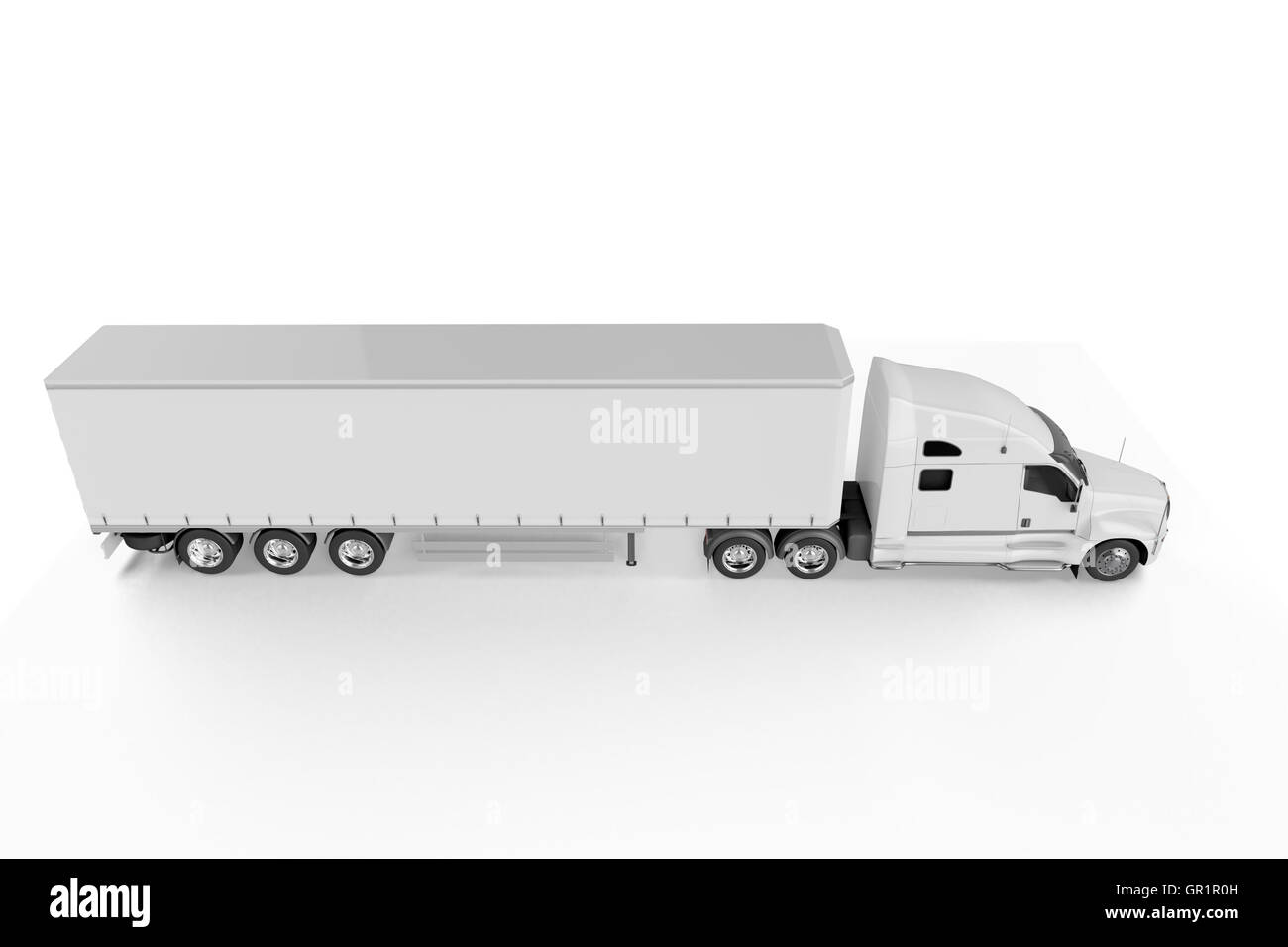 Grande camion rimorchio - su sfondo bianco con le ombre morbide. Mock up - 3D'illustrazione, Foto Stock