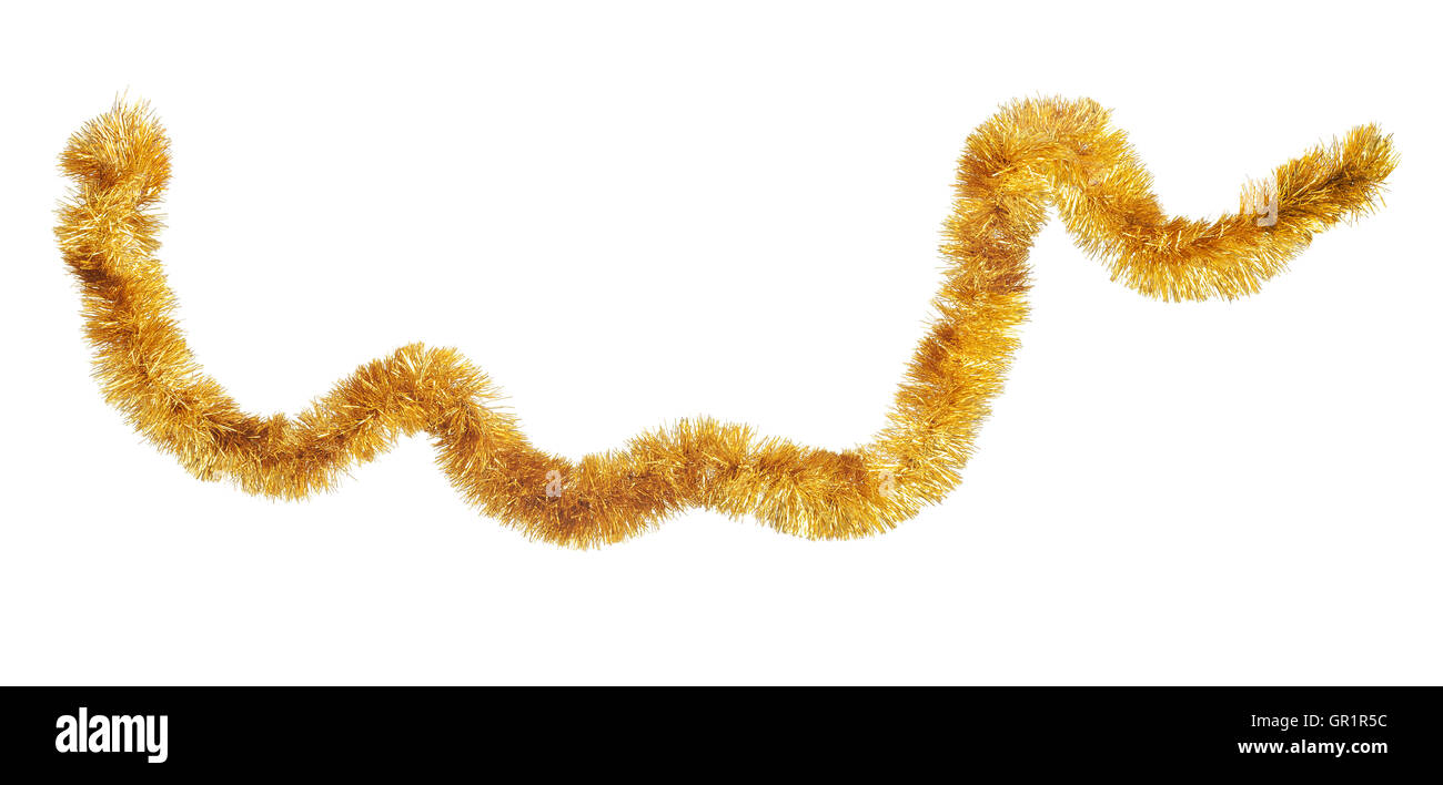 Natale ghirlanda dorata isolata contro uno sfondo bianco. Foto Stock