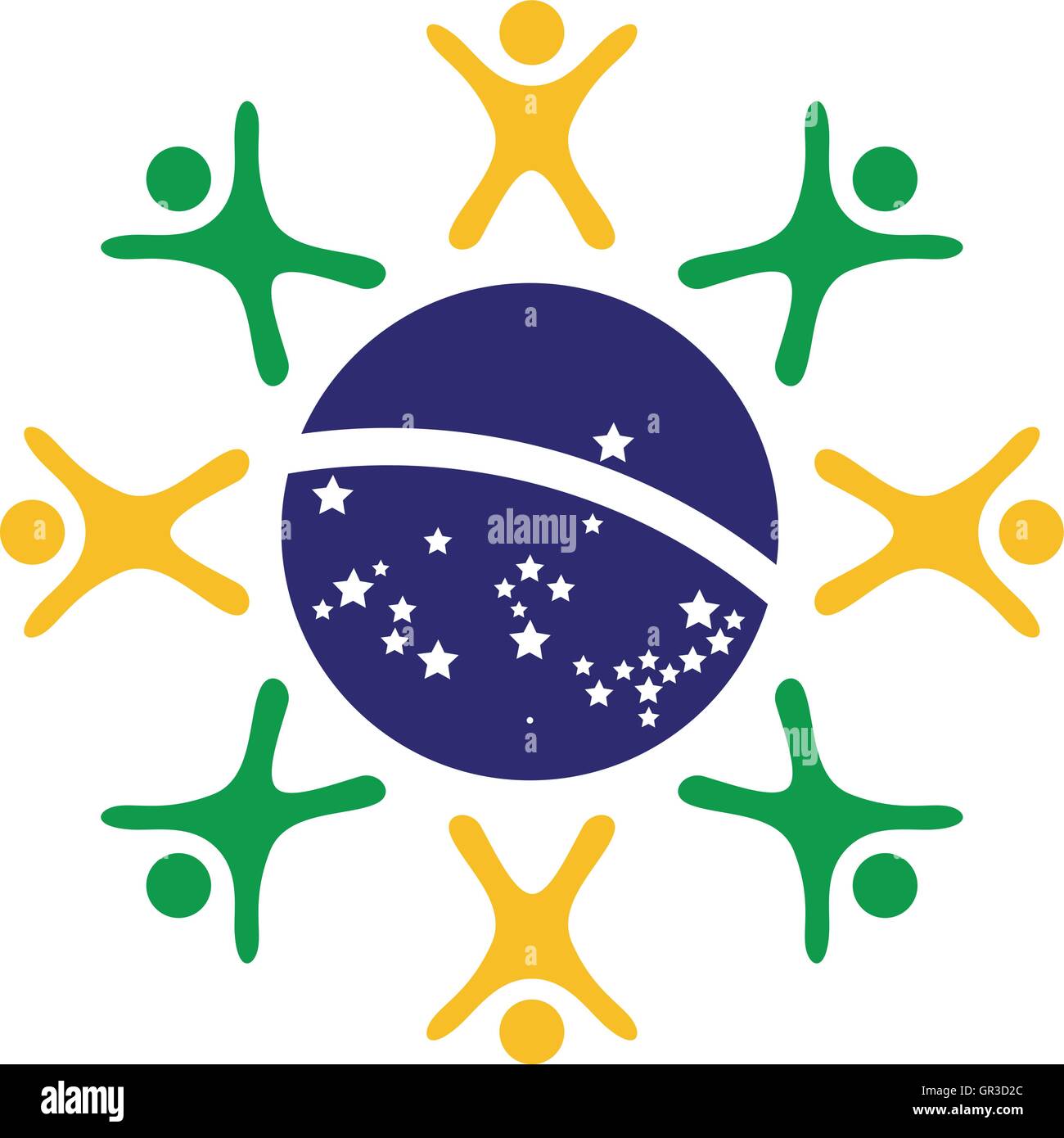 Persone il concetto di unità nella forma e nei colori della bandiera brasiliana Illustrazione Vettoriale