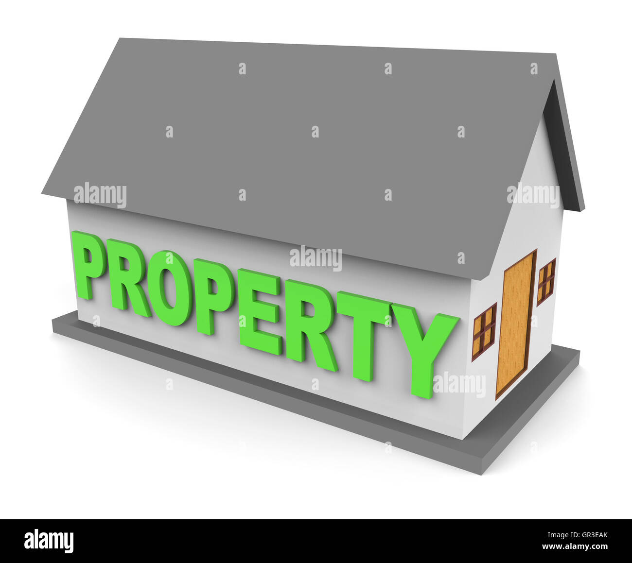 Casa di proprietà che mostra Immobiliare di proprietà e rendering 3D Foto Stock