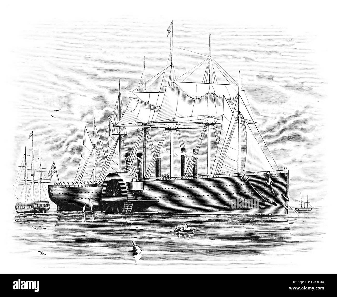 La SS Great Eastern in una incisione 1877 Foto Stock