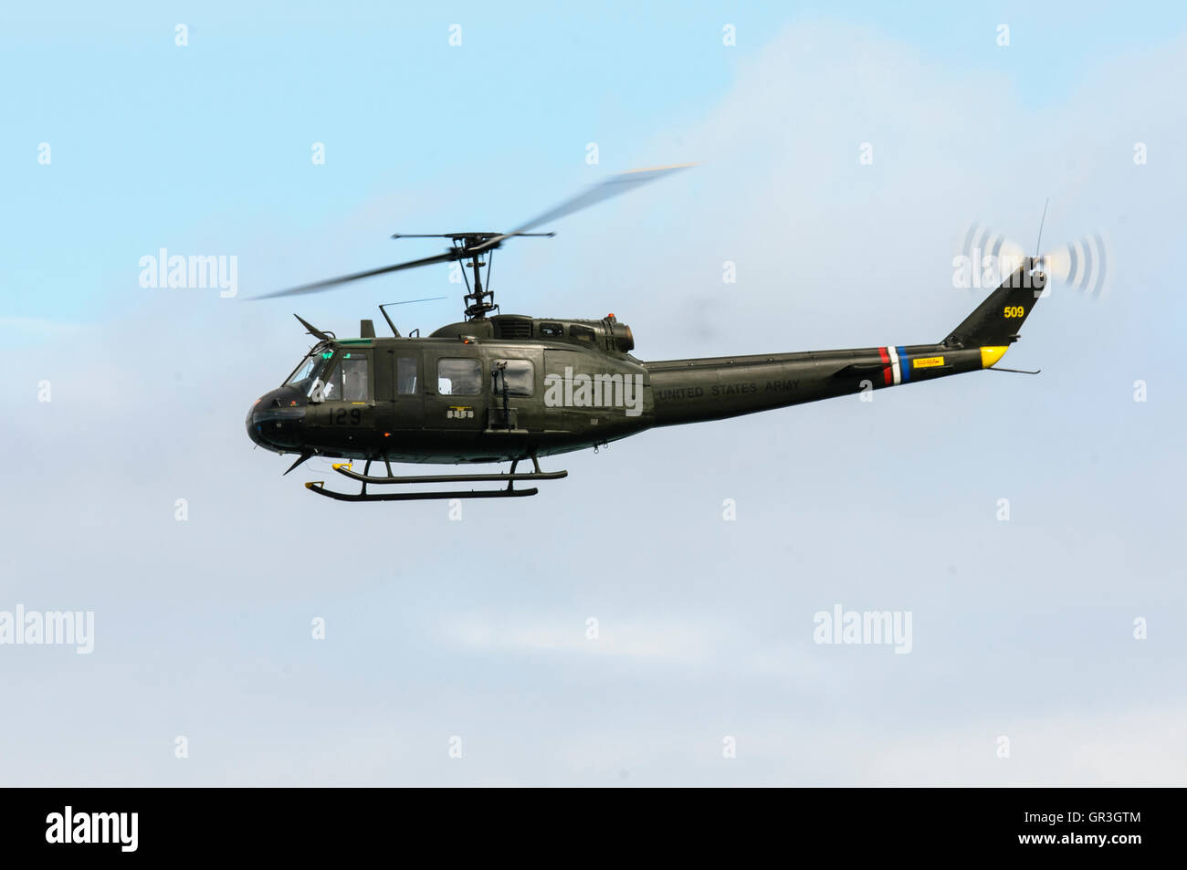 Bell UH-1 Iroquois (noto come "Huey") elicottero, ampiamente utilizzati durante la guerra vietnamita. Foto Stock