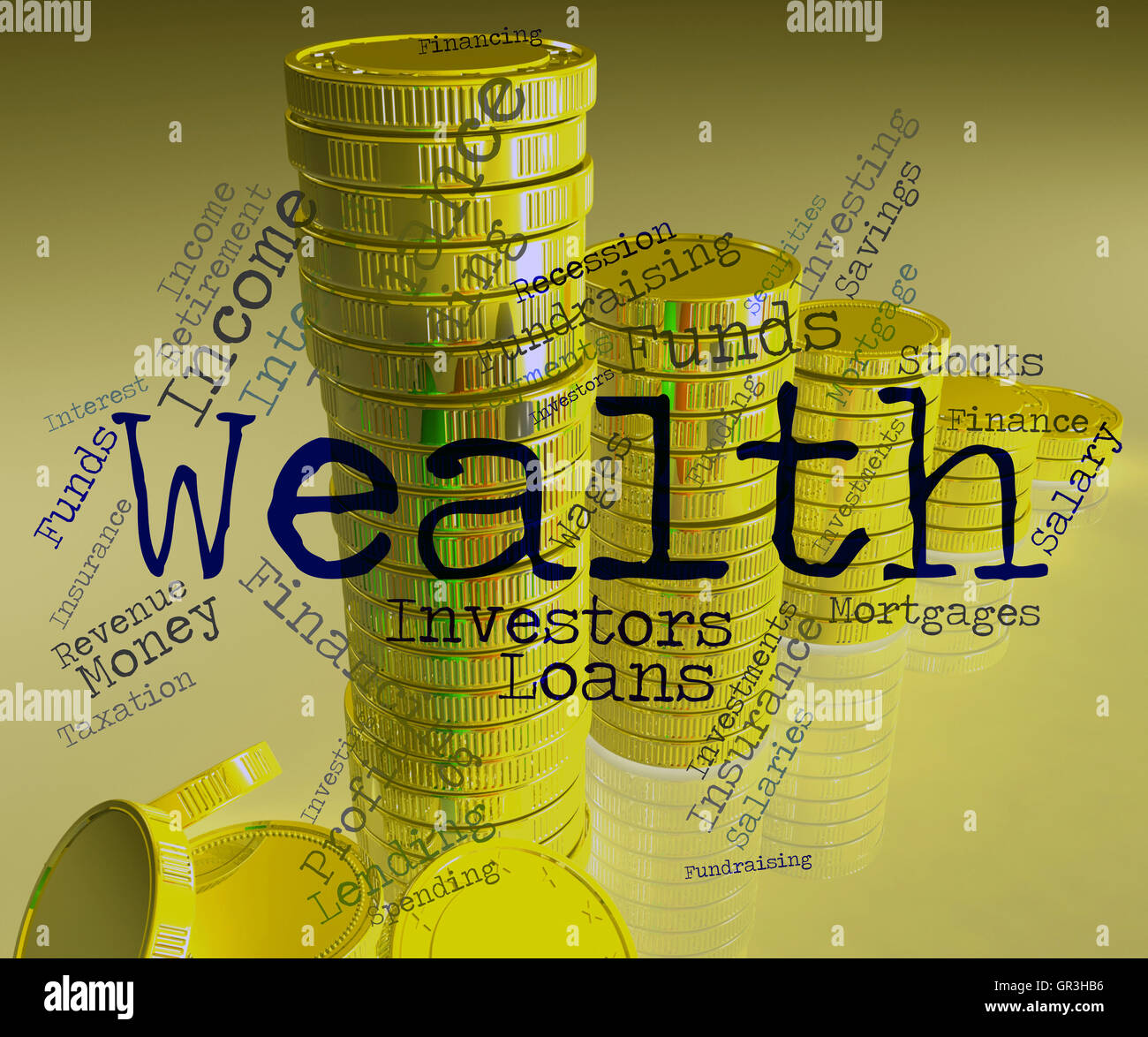 Ricchezza parola significato ricco e prospero che vale la pena Foto Stock