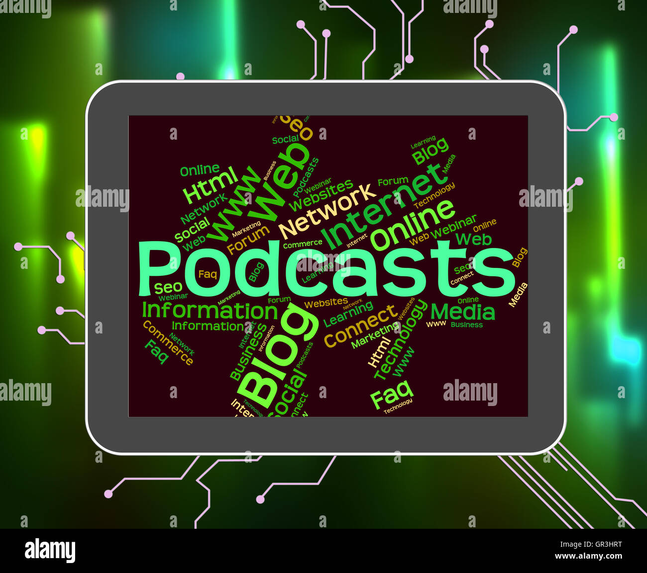 Podcast significato di parola Podcasting podcast audio e Foto Stock