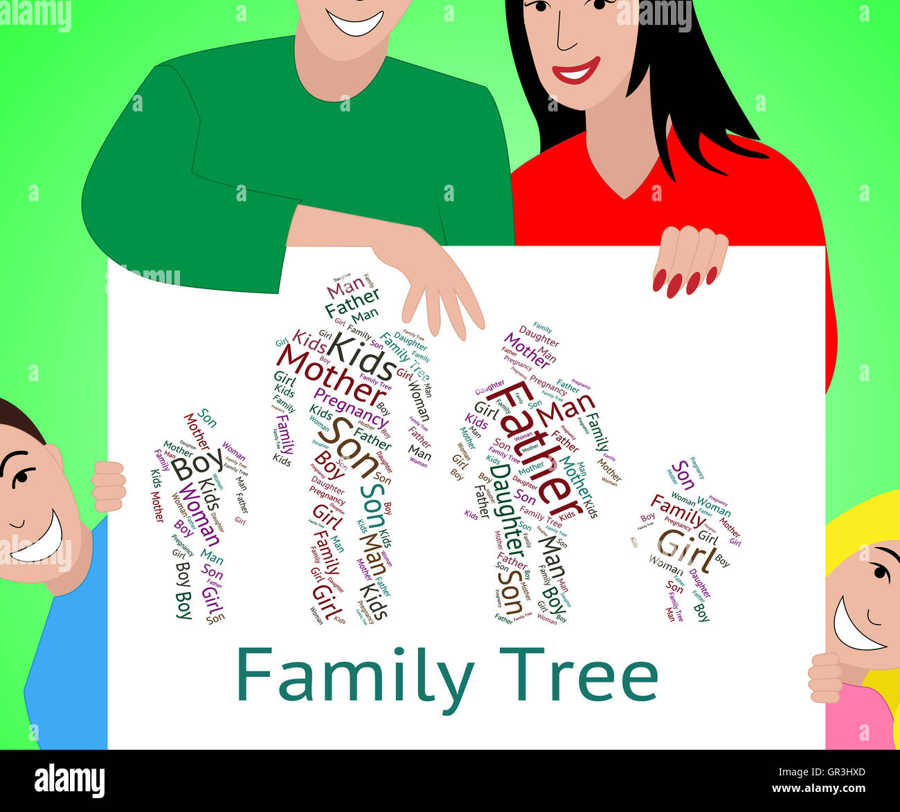 Albero Genealogico significato parola ereditaria e genitori Foto Stock