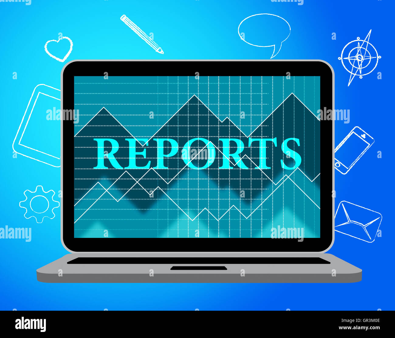 Report online che rappresentano Www Net e il PC Foto Stock