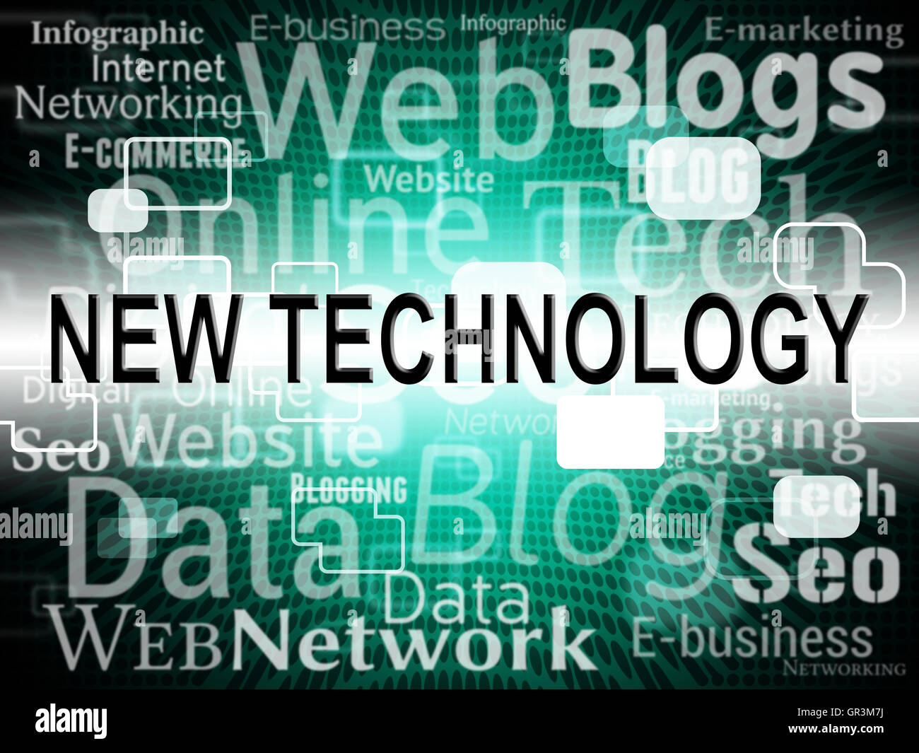 La nuova tecnologia significato aggiornamenti Headline e Hi-Tech Foto stock  - Alamy