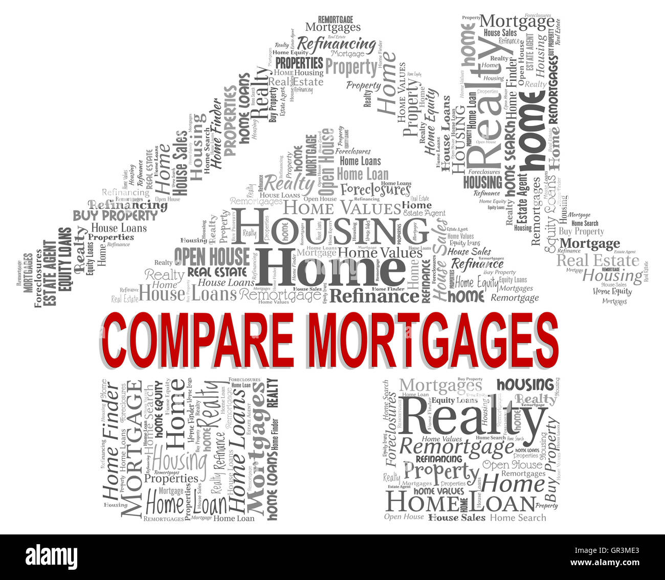 Confrontare il significato mutui casa mutuo e finanze Foto Stock