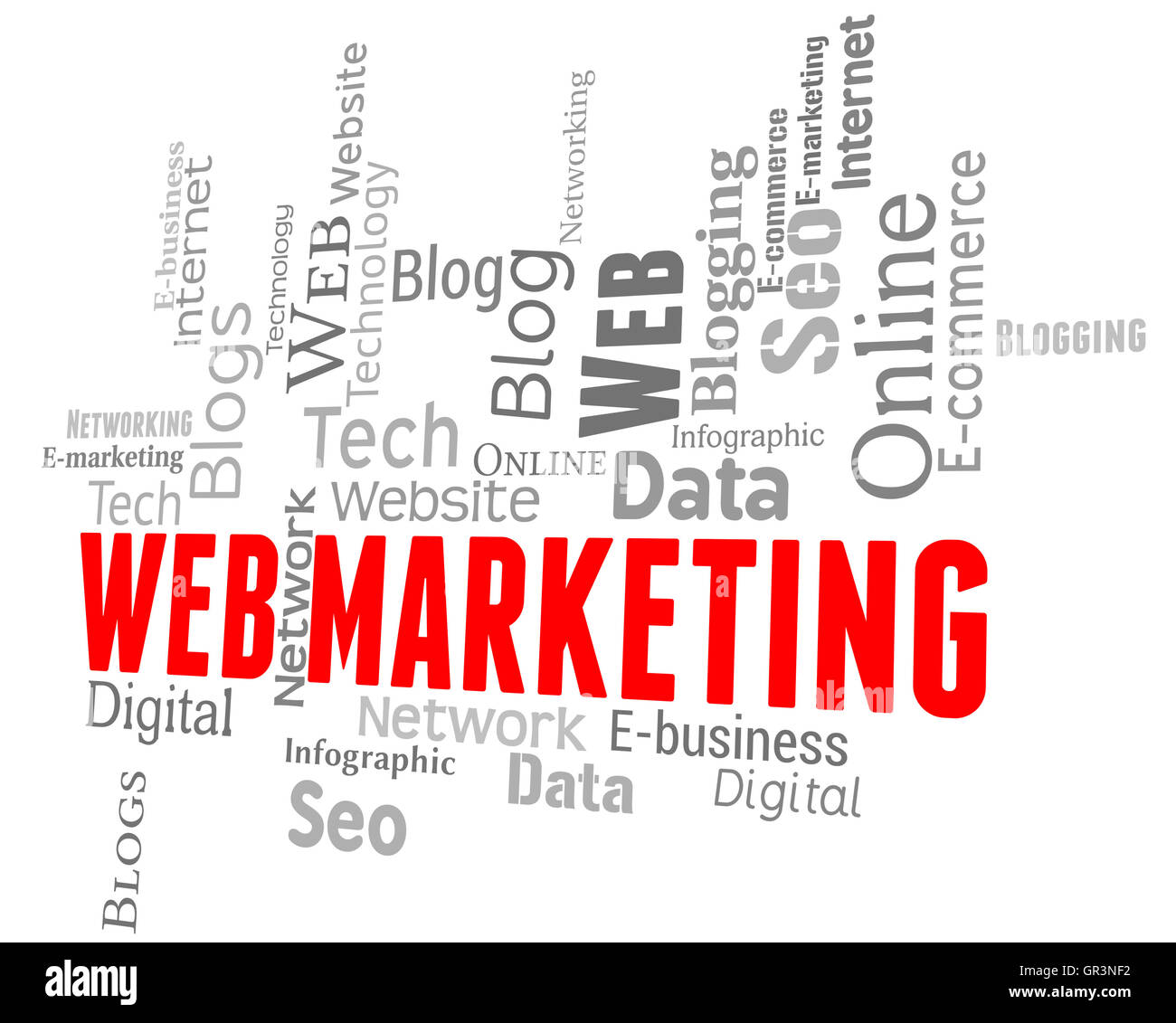 Web Marketing significato di elenchi di posta elettronica e l'E-Marketing Foto Stock