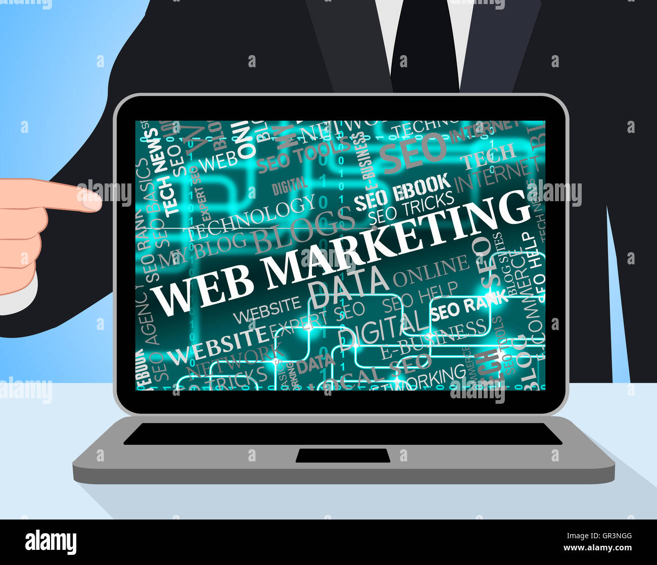 Web Marketing il significato del motore di ricerca e il calcolo Foto Stock