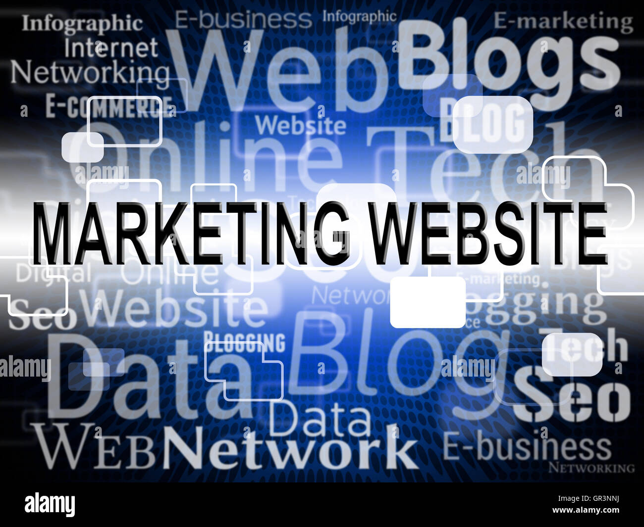Sito Web di marketing che mostra dei motori di ricerca e SEO Foto Stock