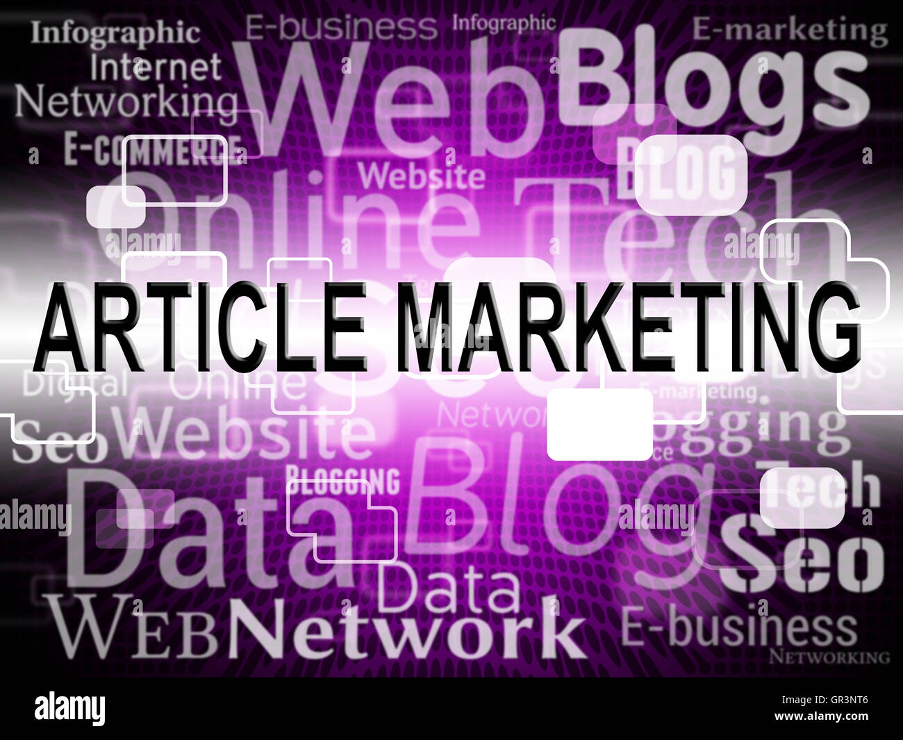 Articolo di marketing che rappresentano il sito Web e Internet Foto Stock
