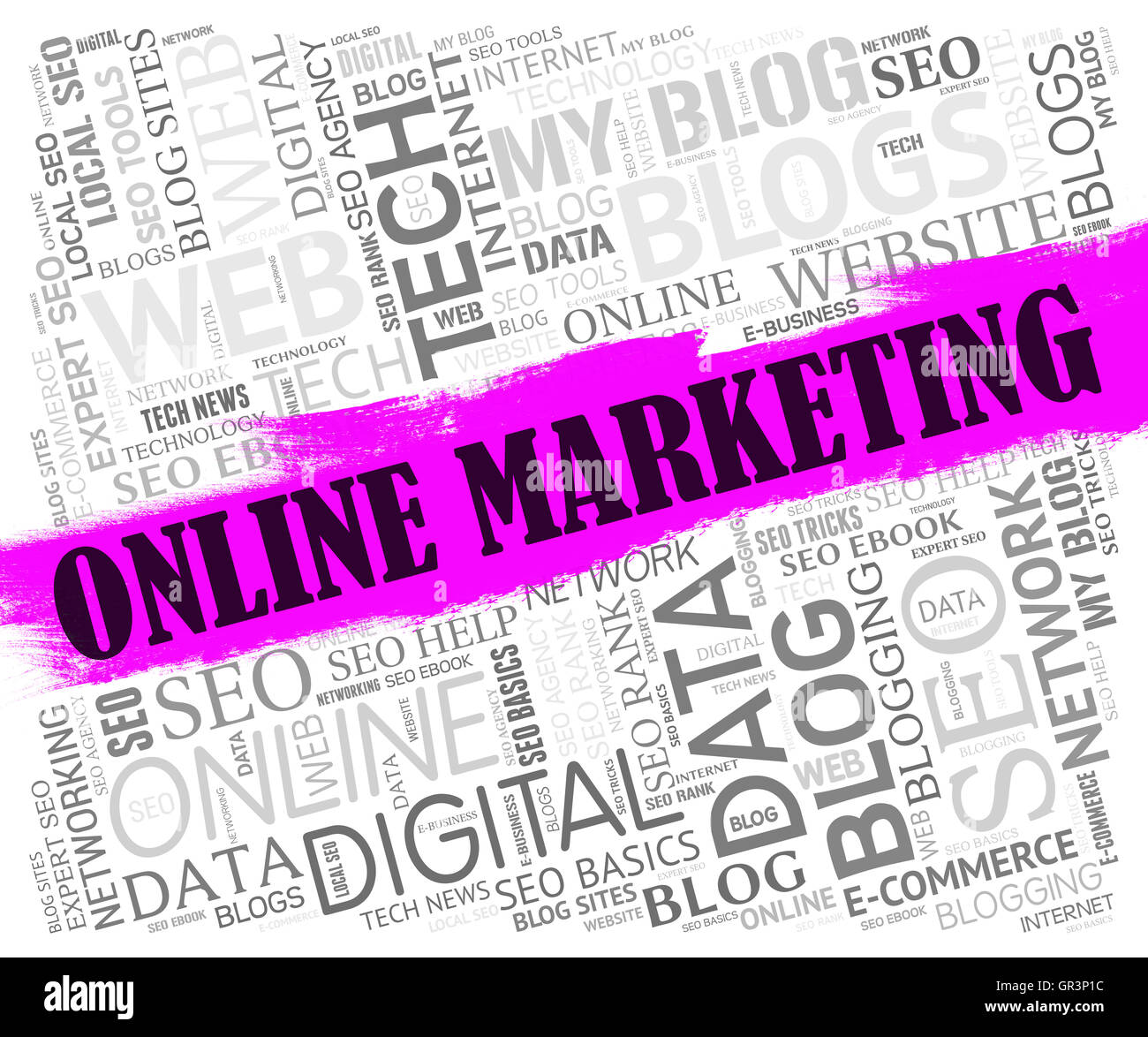 Il Marketing online che mostra il sito Web e SEM Foto Stock