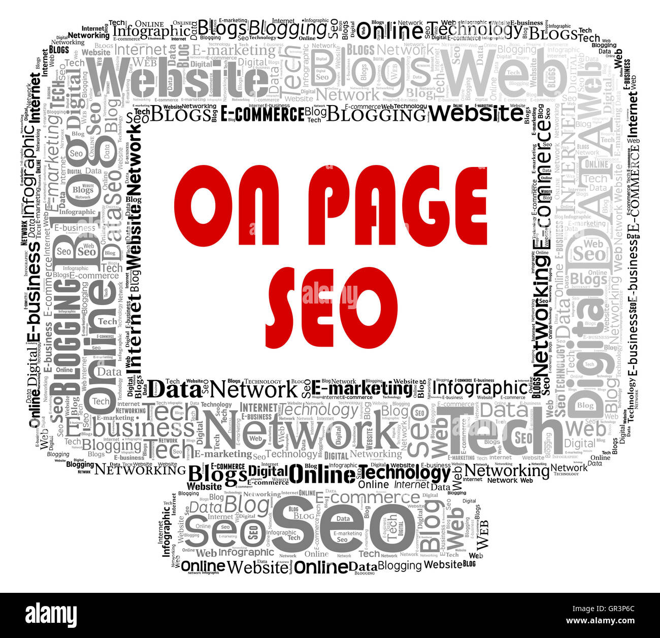 A pagina Seo che mostra il motore di ricerca e classificazione Foto Stock