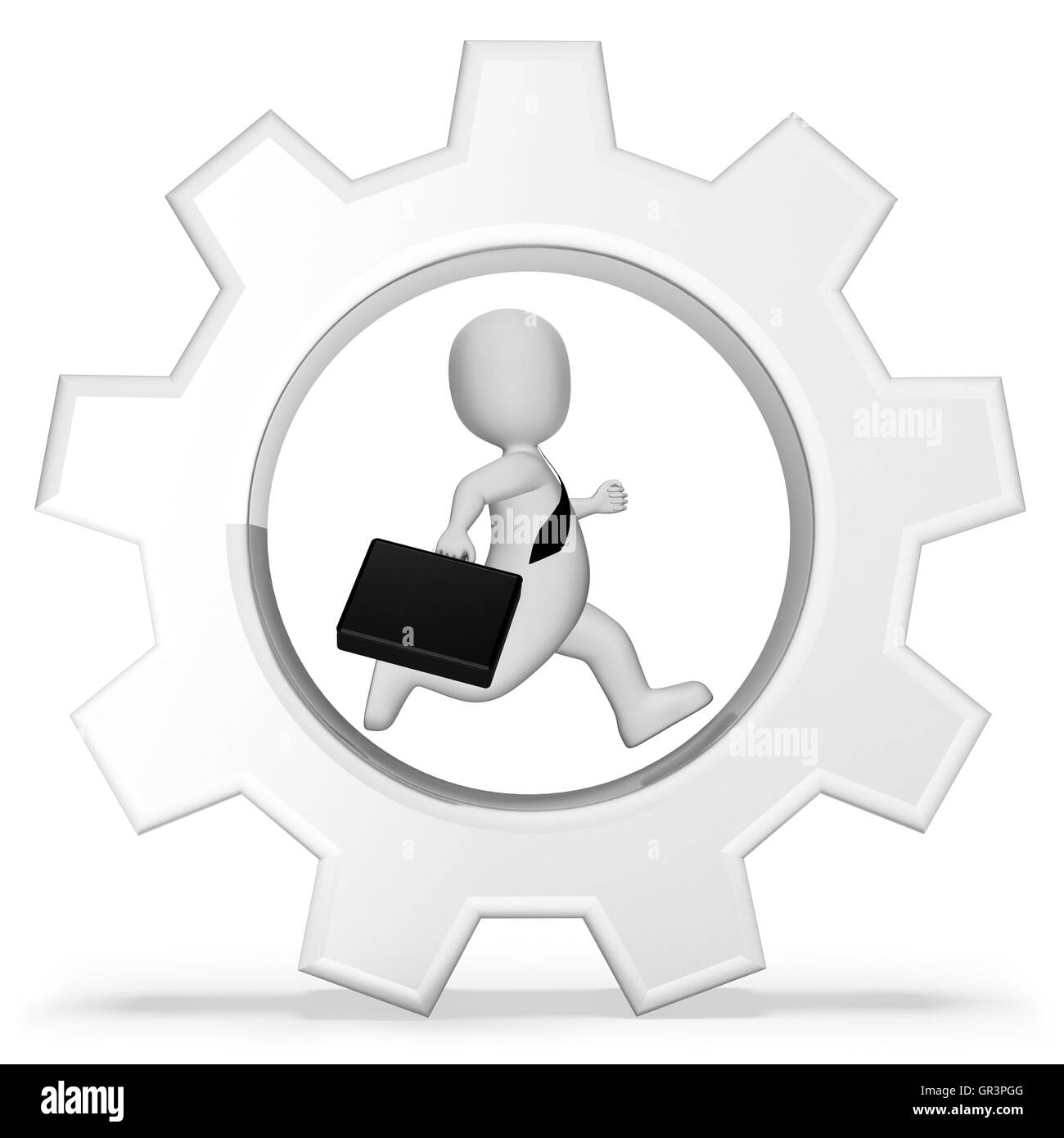 Corsa del ratto in rappresentanza di duro lavoro e stanco del rendering 3D Foto Stock