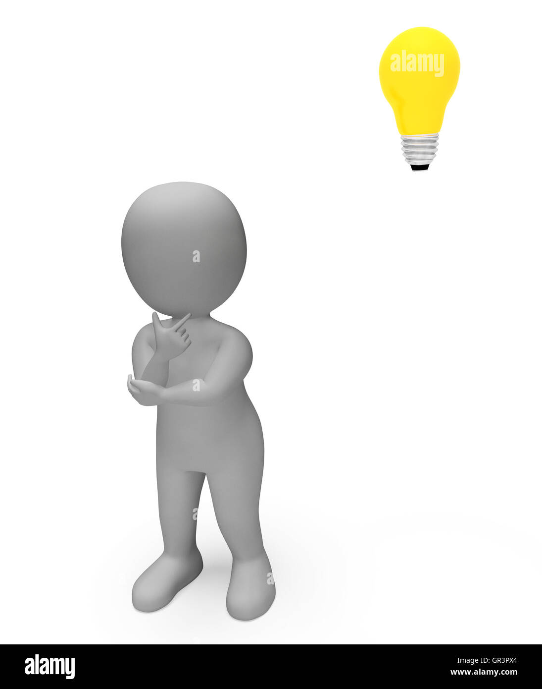 Idea di caratteri in rappresentanza di pensare e sorgente di alimentazione 3D Rendering Foto Stock