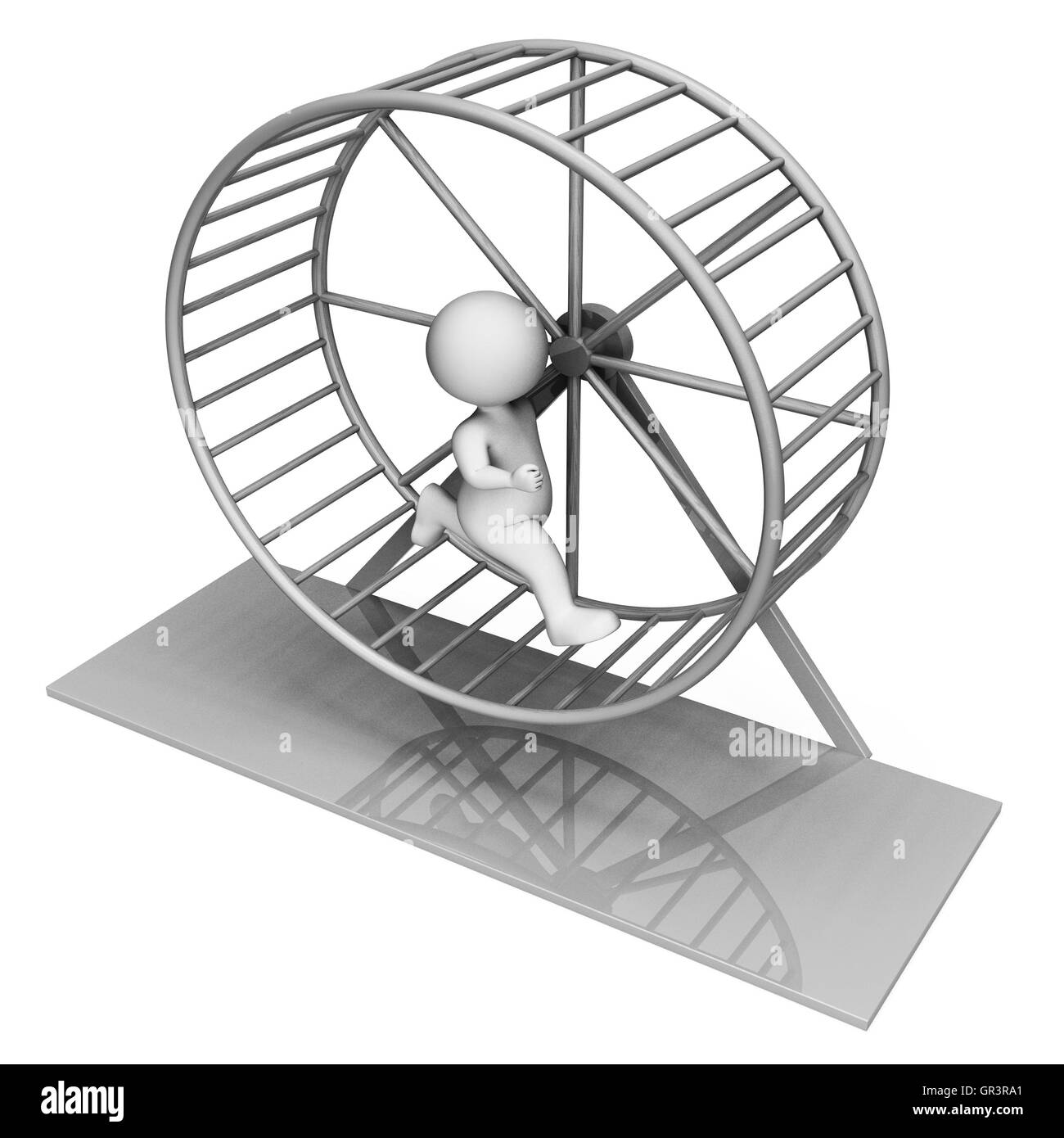 Corsa del ratto in rappresentanza di duro lavoro e lavoro 3D Rendering Foto Stock