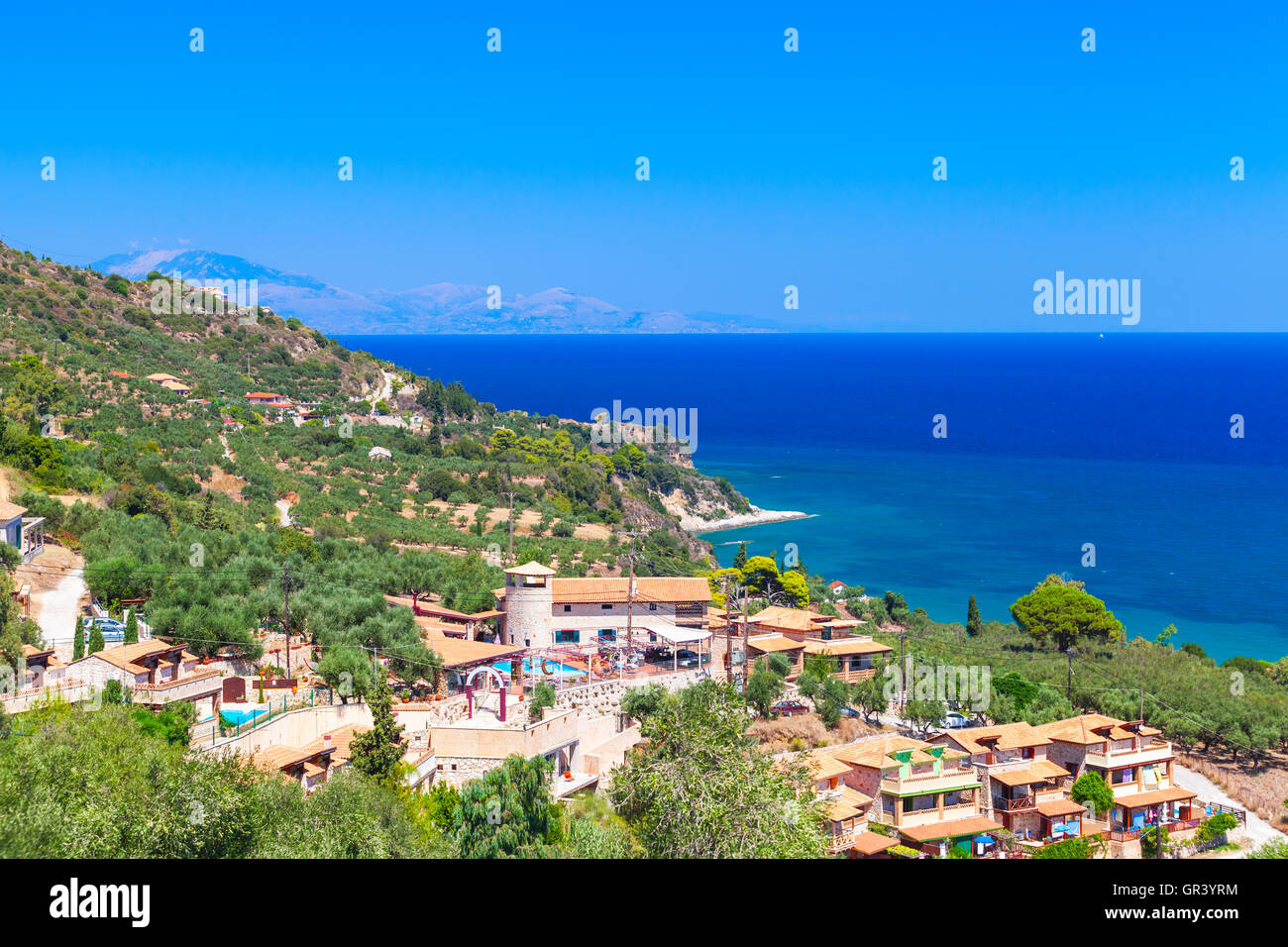 Area Xirokastello, il paesaggio costiero di Zante, isola greca nel Mar Ionio Foto Stock