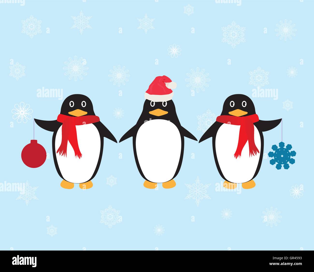 Illustrazione vettoriale di divertenti pinguini sullo sfondo di Natale Illustrazione Vettoriale