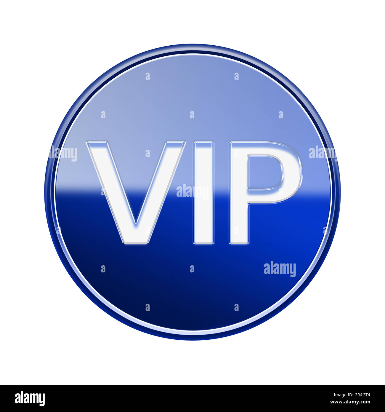 Icona VIP blu lucido, isolato su sfondo bianco Foto Stock