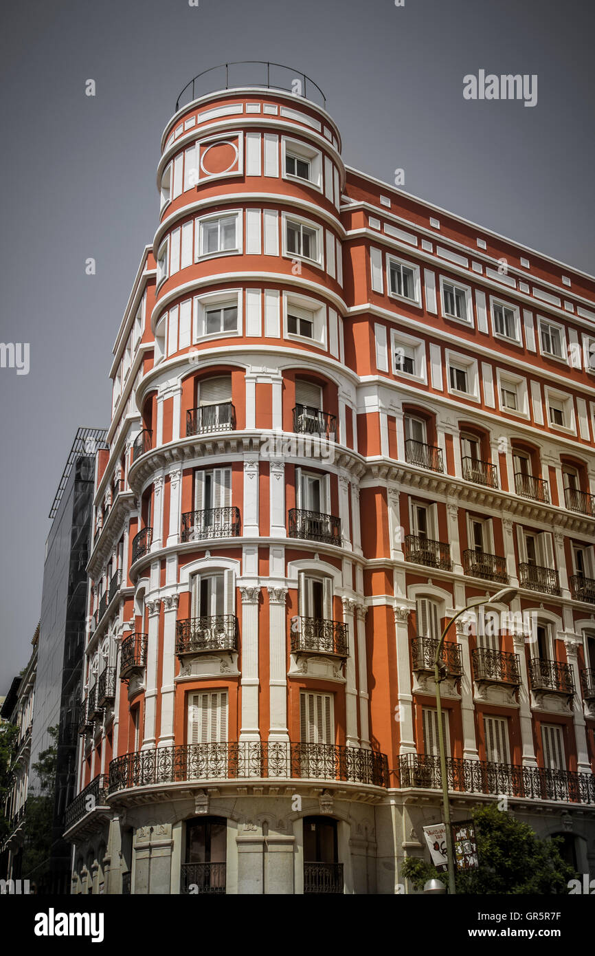 Madrid tipico edificio, architettura spagnola Foto Stock