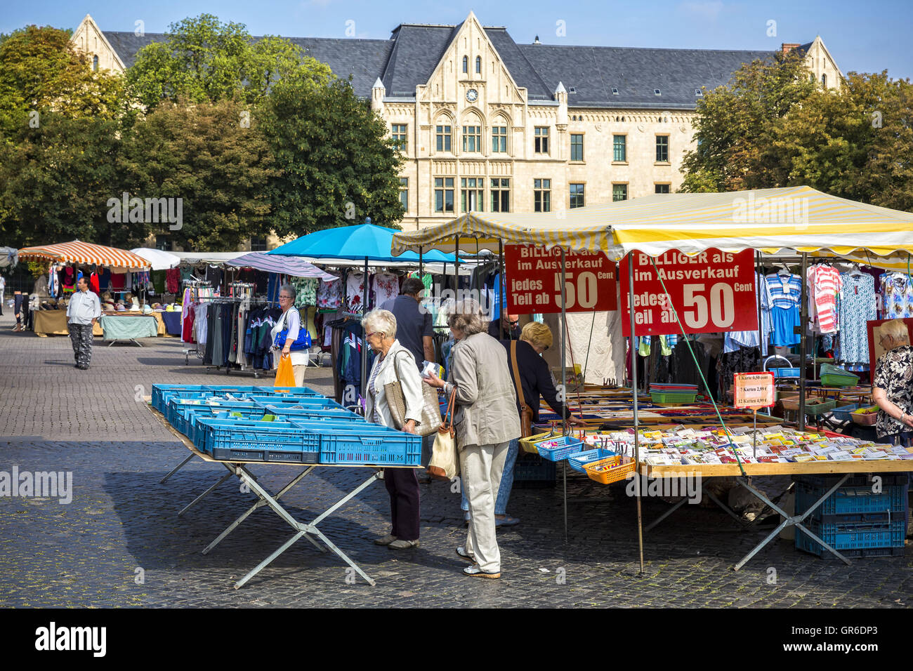 Mercato settimanale a Erfurt Foto Stock