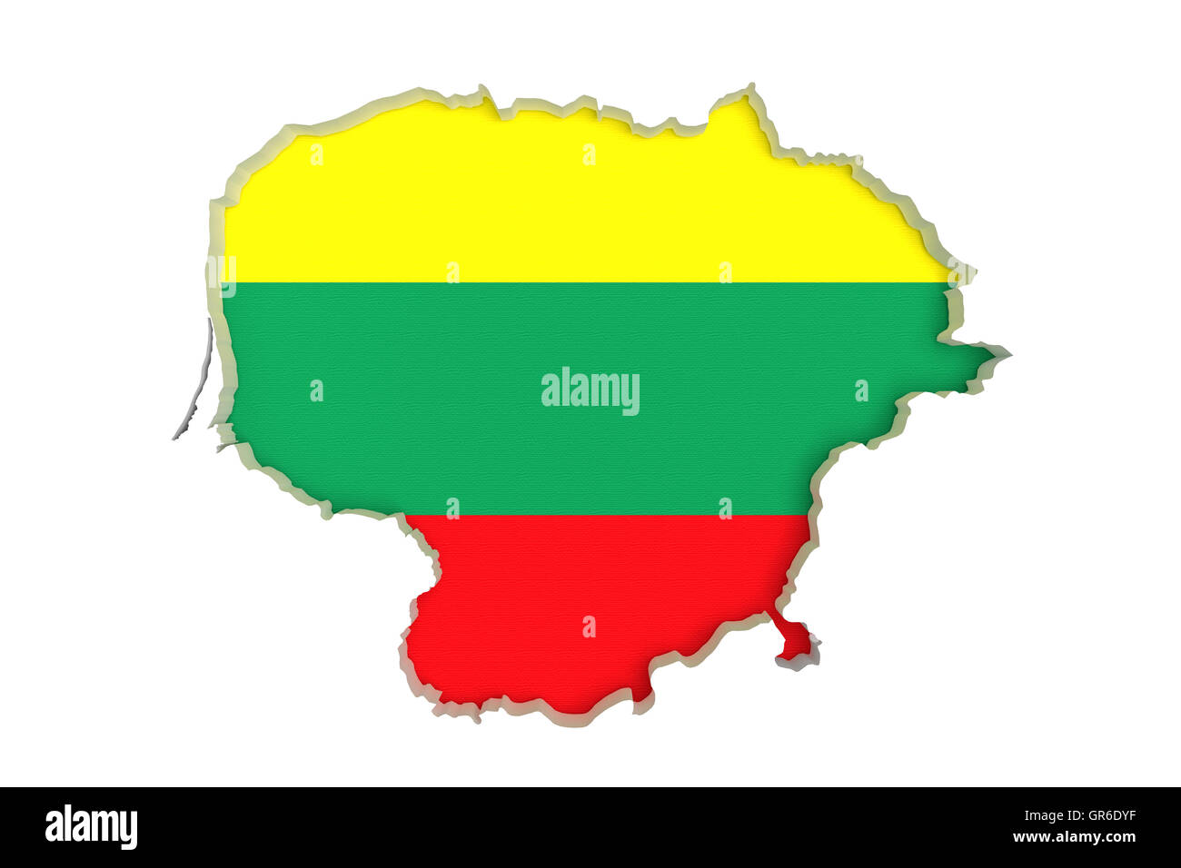 3D rendering di Lituania mappa e bandiera su sfondo bianco. Foto Stock