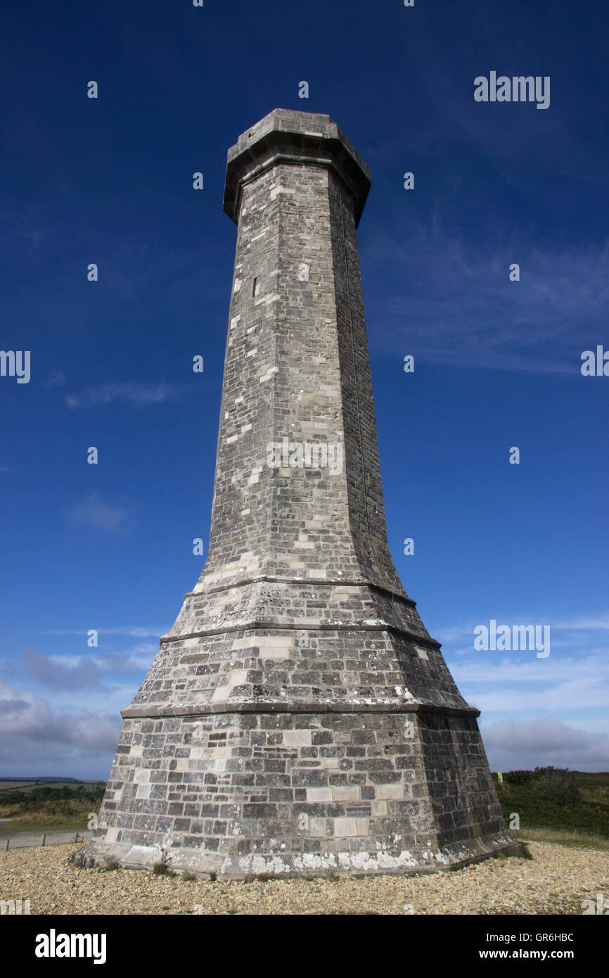 La Hardy Monument in nero fino nei pressi del villaggio di Portesham in Dorset, in memoria del vice ammiraglio sir Thomas Masterman Hardy, Foto Stock