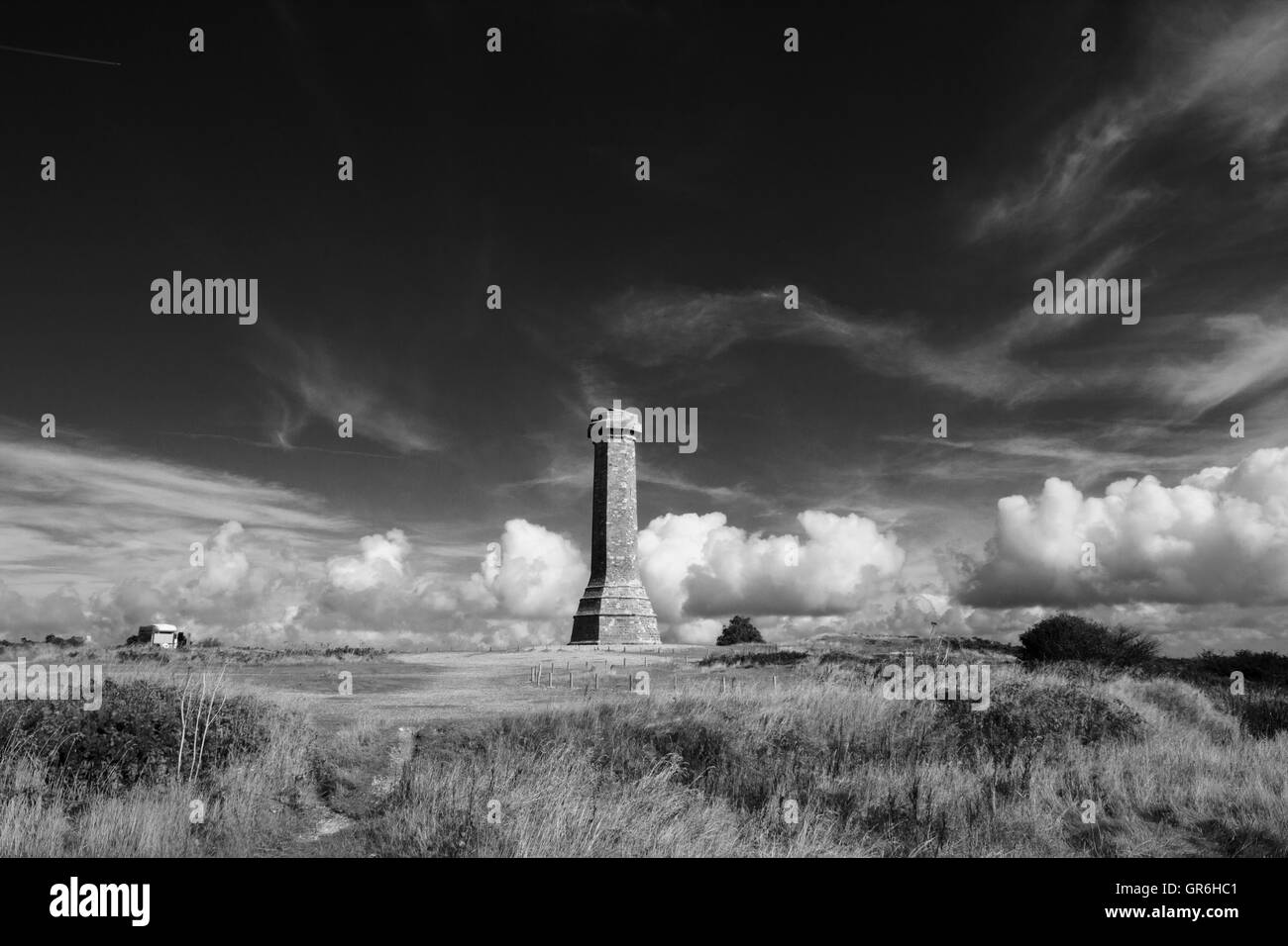 La Hardy Monument in nero fino nei pressi del villaggio di Portesham in Dorset, in memoria del vice ammiraglio sir Thomas Masterman Hardy, Foto Stock