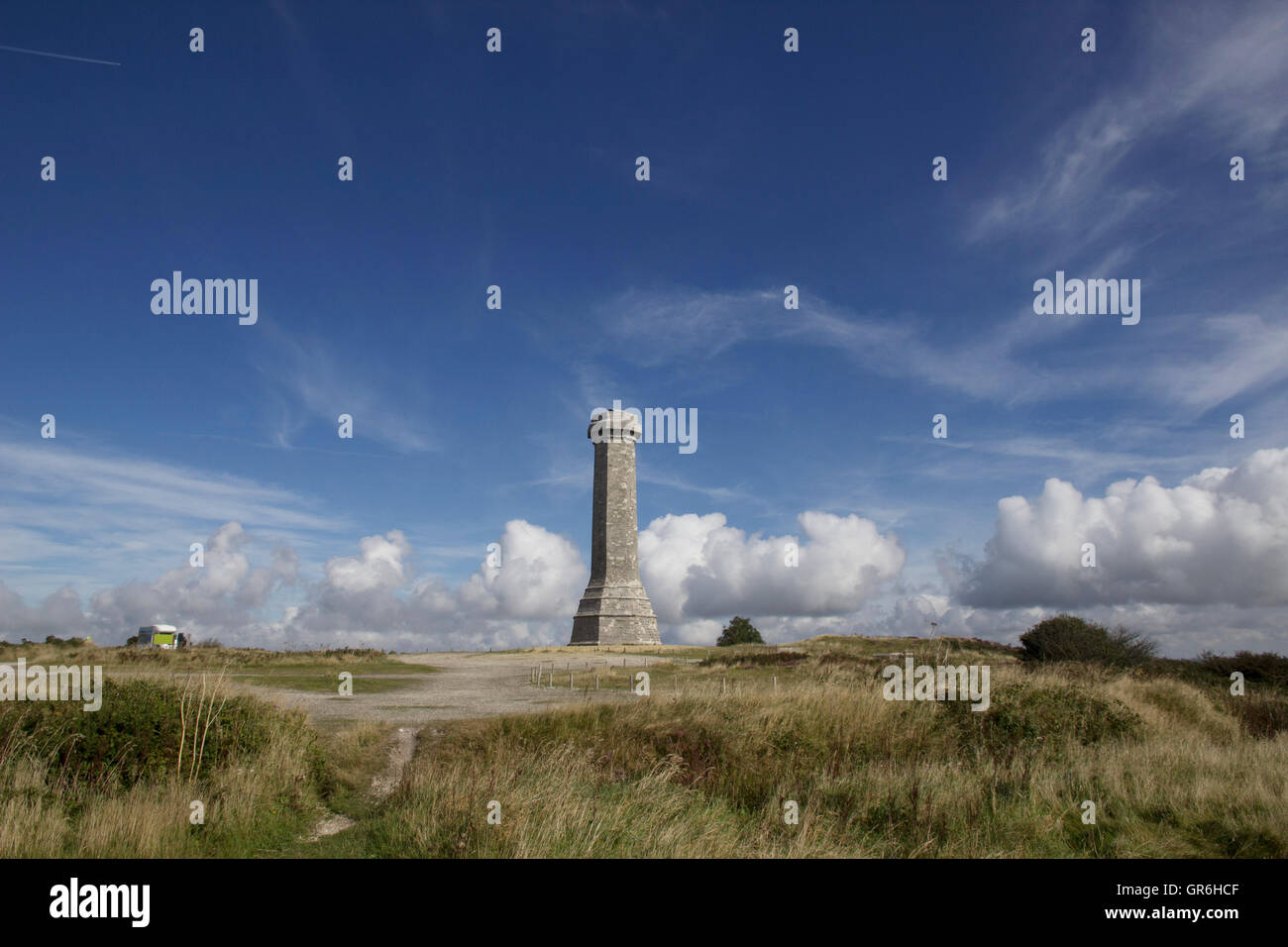 La Hardy Monument in nero fino nei pressi del villaggio di Portesham in Dorset, in memoria del vice ammiraglio sir Thomas Masterman Hardy, Foto Stock