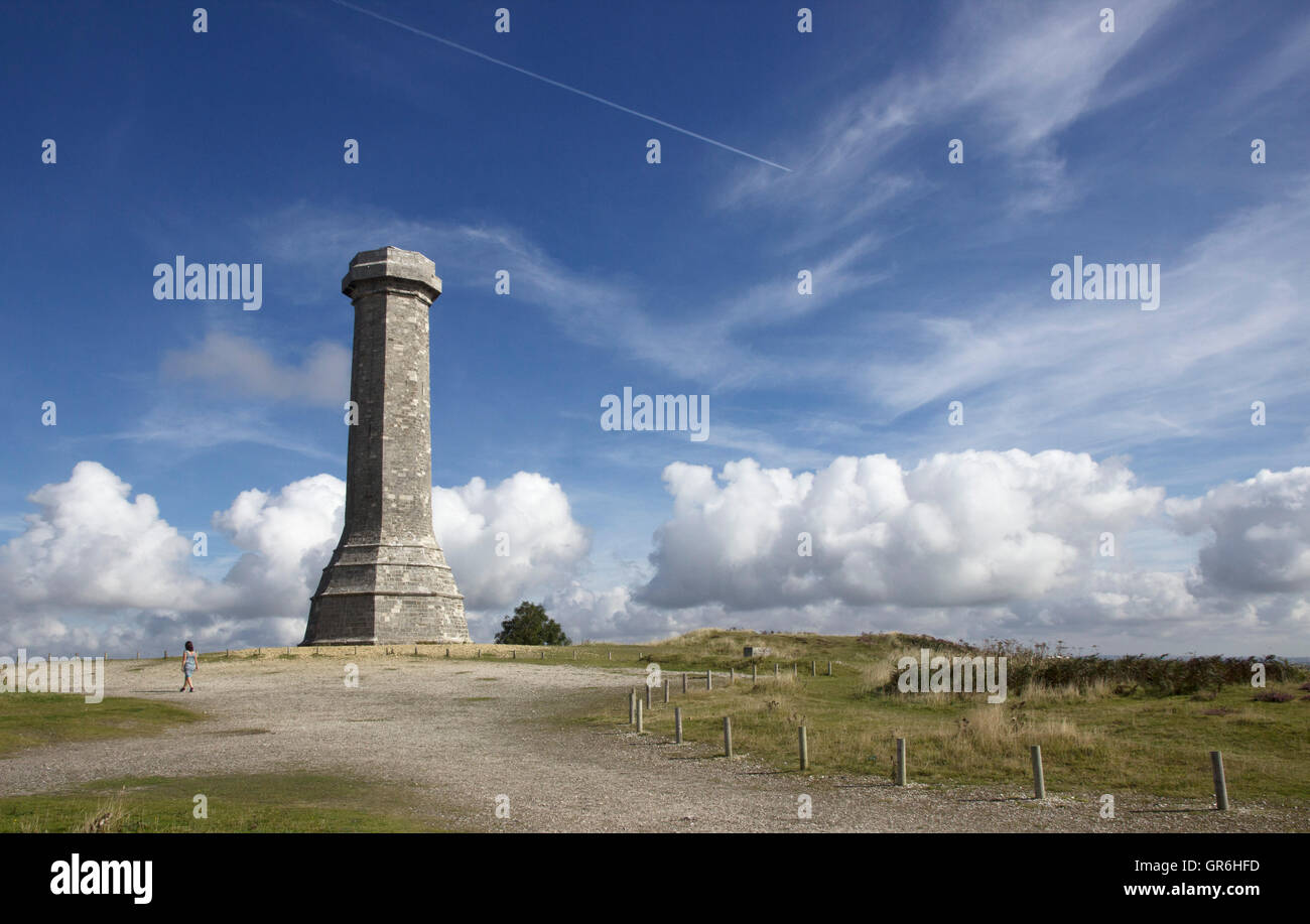 La Hardy Monument in nero fino nei pressi del villaggio di Portesham in Dorset, in memoria del vice ammiraglio sir Thomas Masterman Hardy, Foto Stock