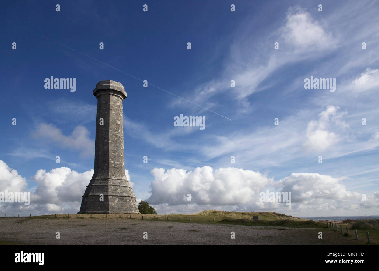 La Hardy Monument in nero fino nei pressi del villaggio di Portesham in Dorset, in memoria del vice ammiraglio sir Thomas Masterman Hardy, Foto Stock