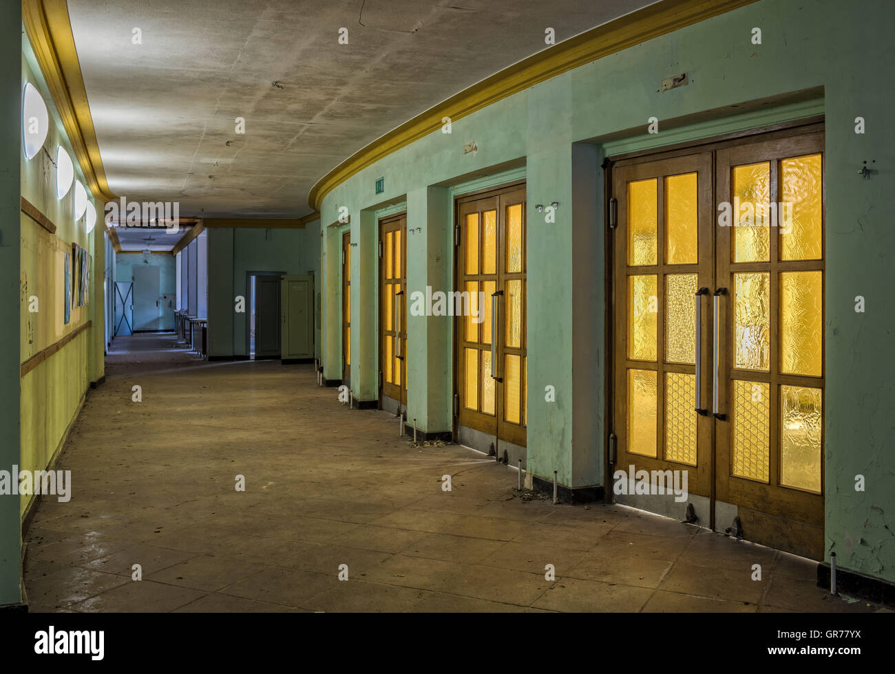 Vecchie porte di vetro Foto Stock